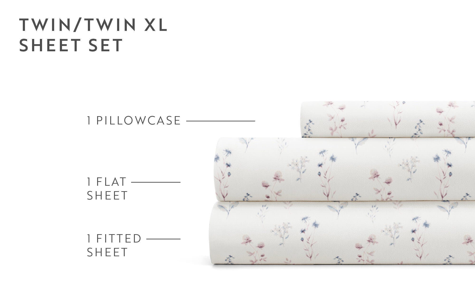 iEnjoy Home Painted Meadow 4 Piece Full Sheet Set, Ivory, large