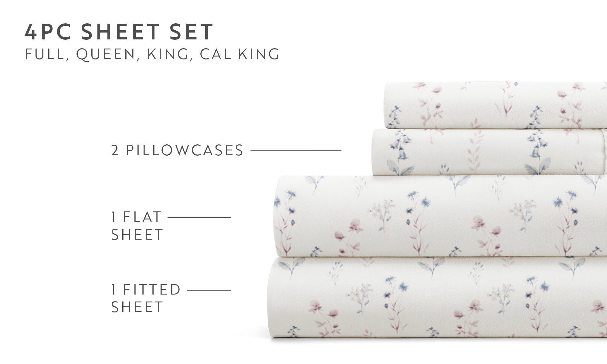 iEnjoy Home Painted Meadow 4 Piece Queen Sheet Set, Dark Ivory, large