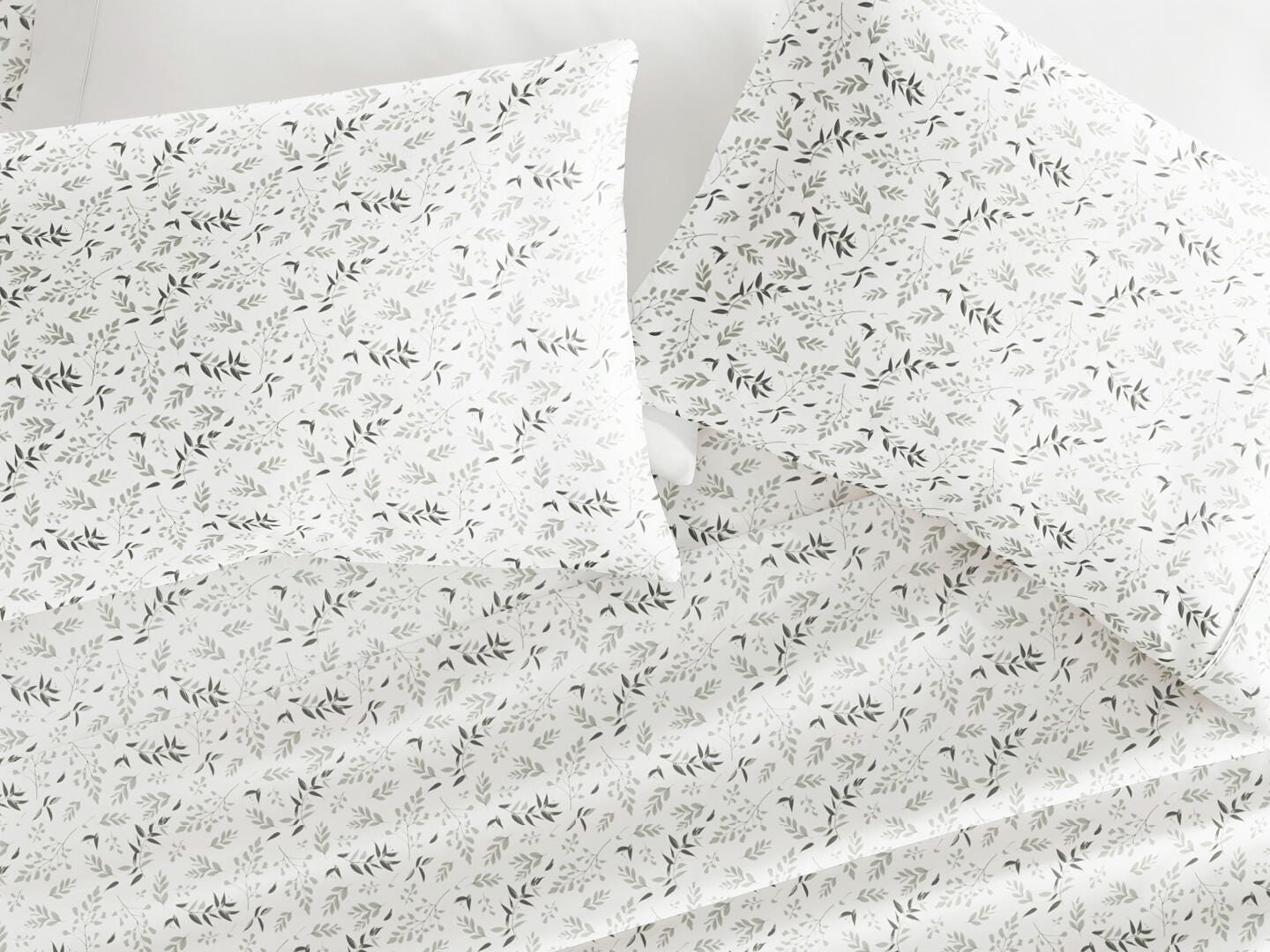 iEnjoy Home Foliage 4 Piece Queen Sheet Set, Eucalyptus, large
