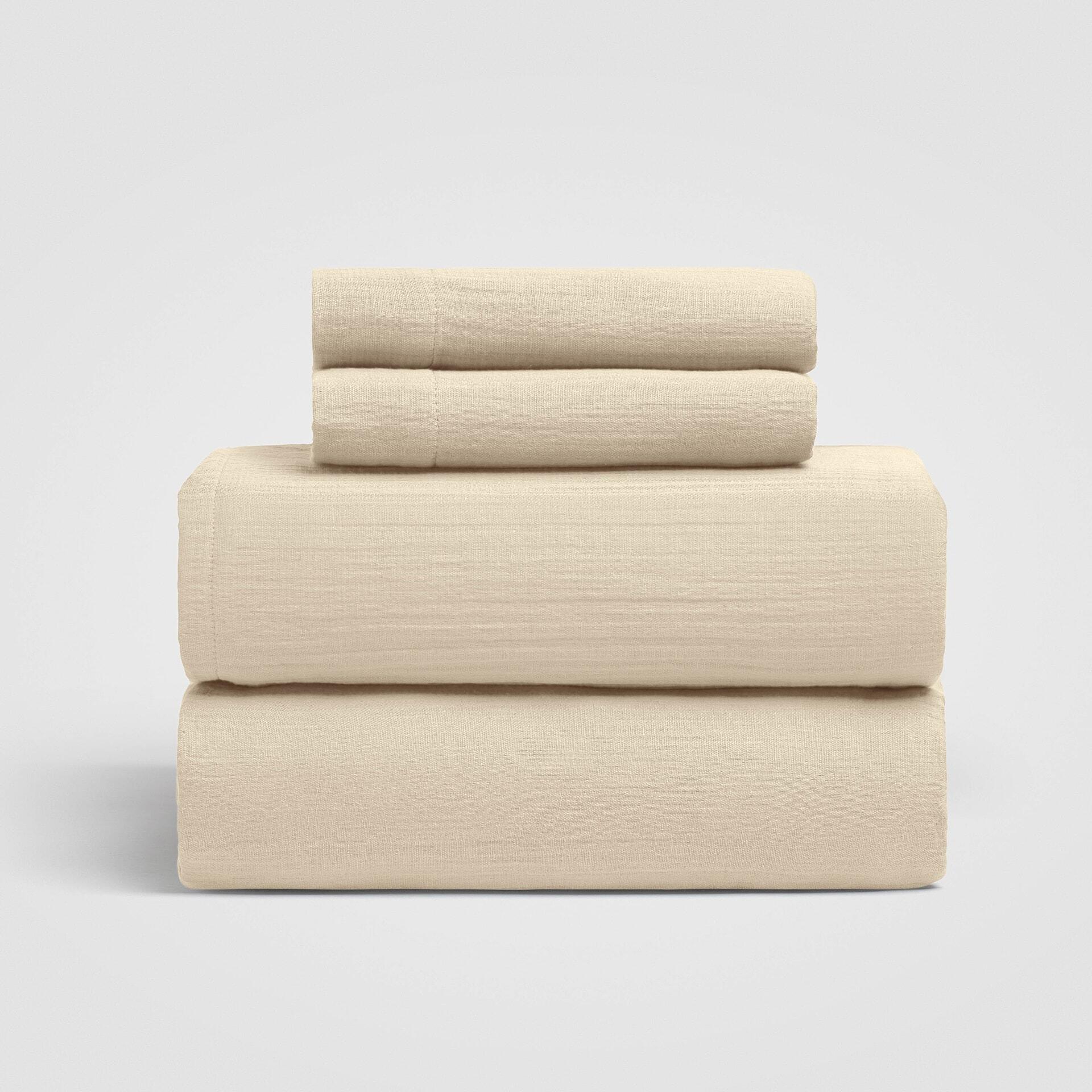 Crane Home Dune 4 Piece King Sheet Set, Cream, rollover