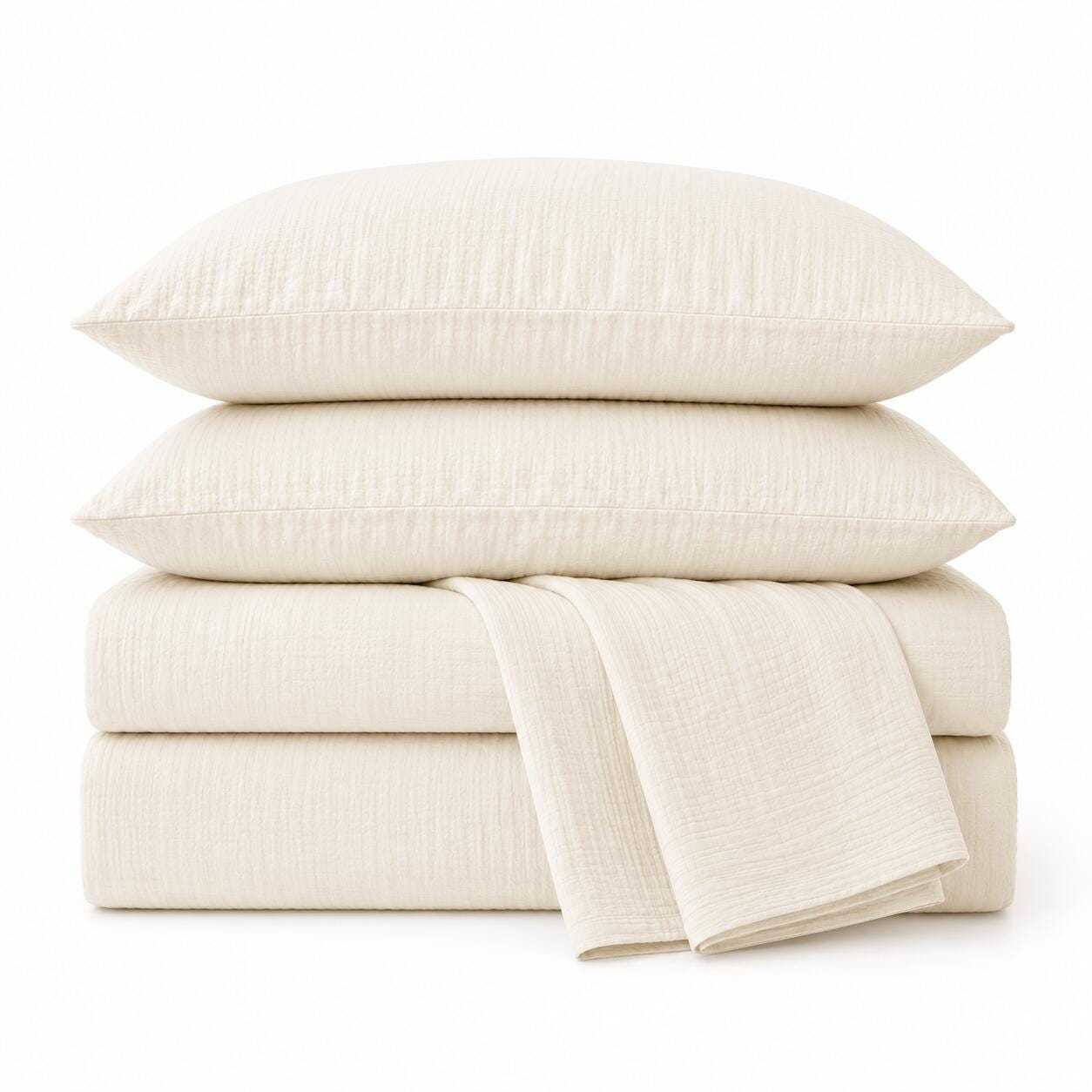 Crane Home Dune 2 Piece Queen Sheet Set, Cream, rollover