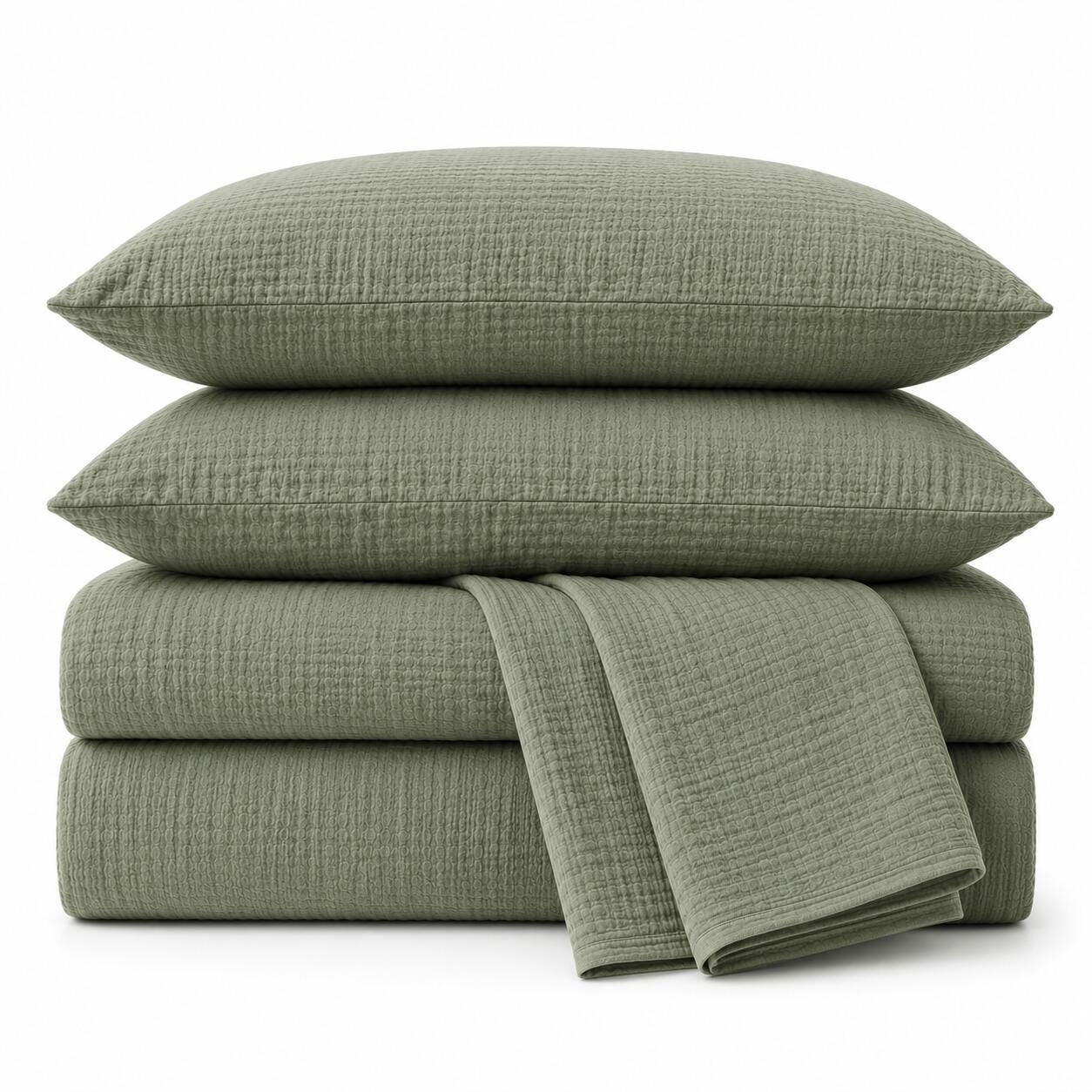 Crane Home Zen 2 Piece Queen Sheet Set, Green, rollover