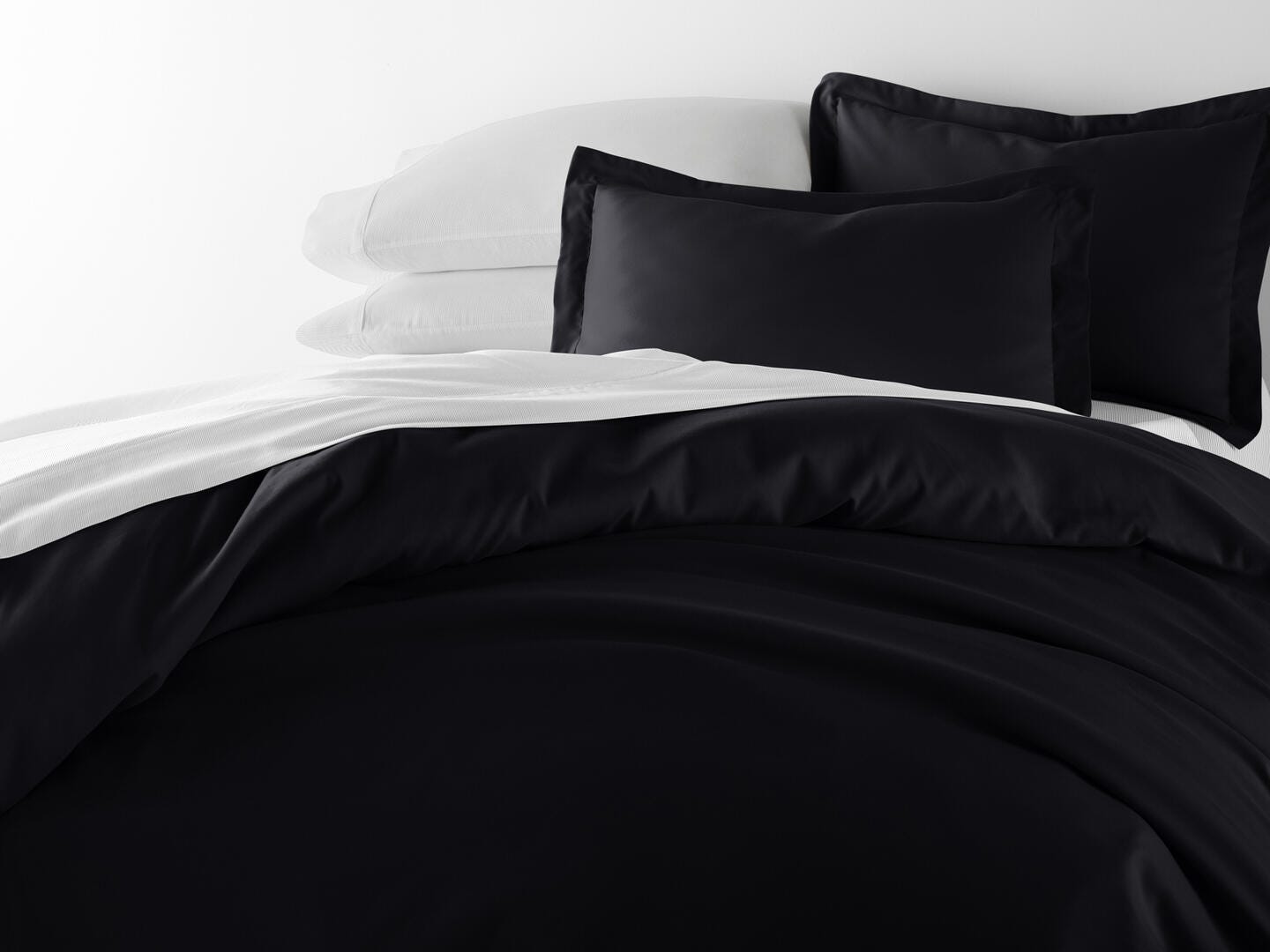 iEnjoy Home Pinstriped 8 Piece Full Duvet Set, Black, large