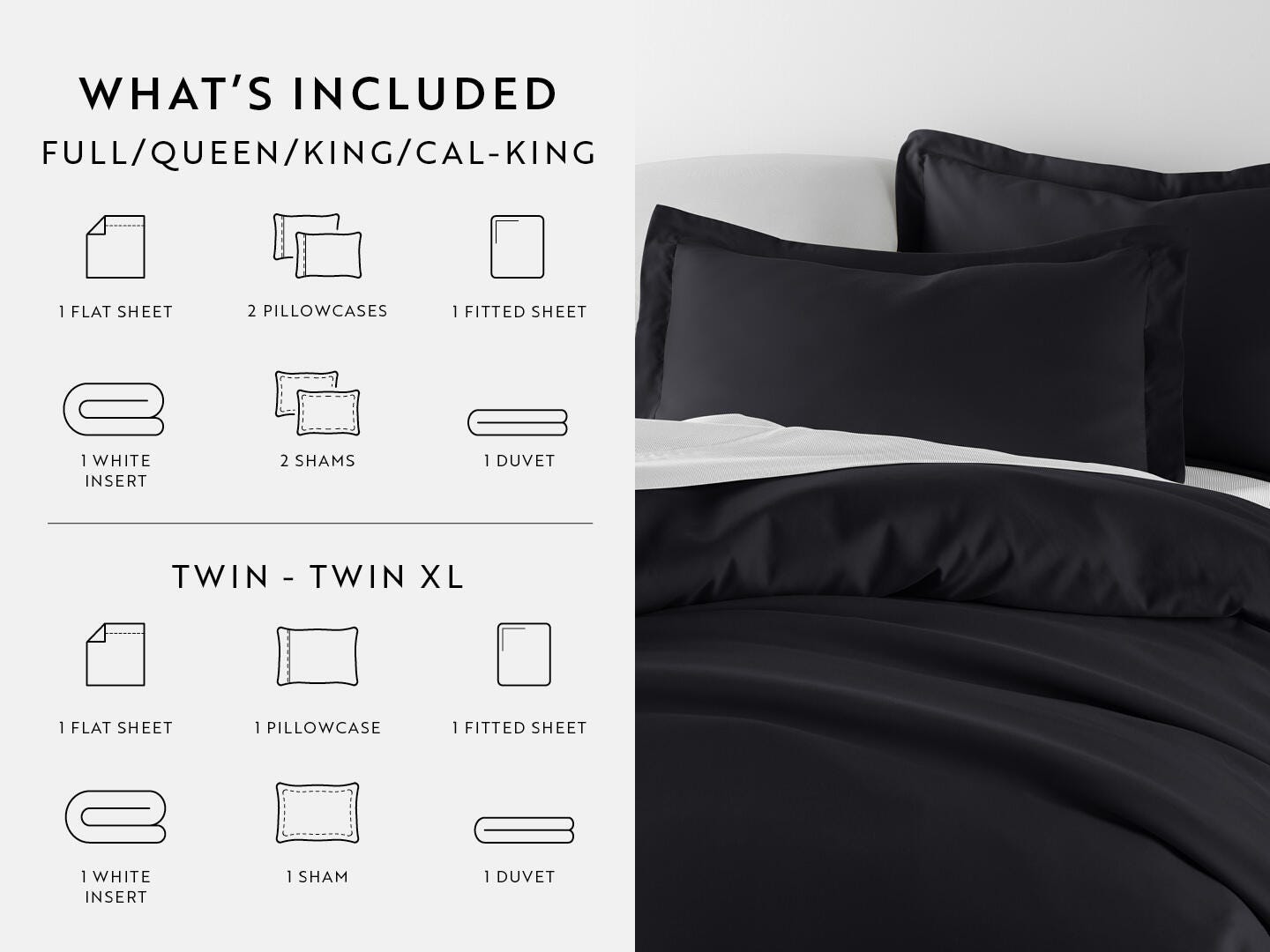 iEnjoy Home Pinstriped 8 Piece Queen Duvet Set, Black, large