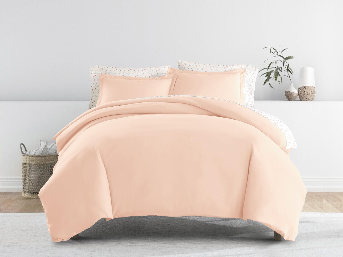 iEnjoy Home Floral 8 Piece Full Duvet Set, Pink, large