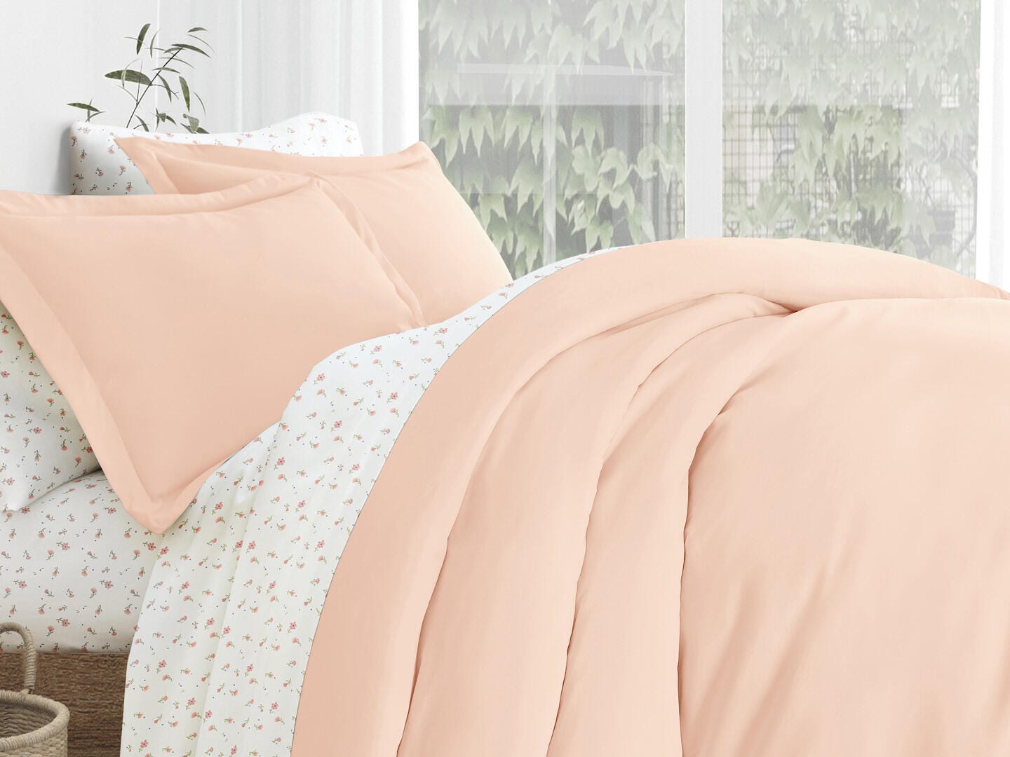iEnjoy Home Floral 8 Piece King Duvet Set, Pink, large