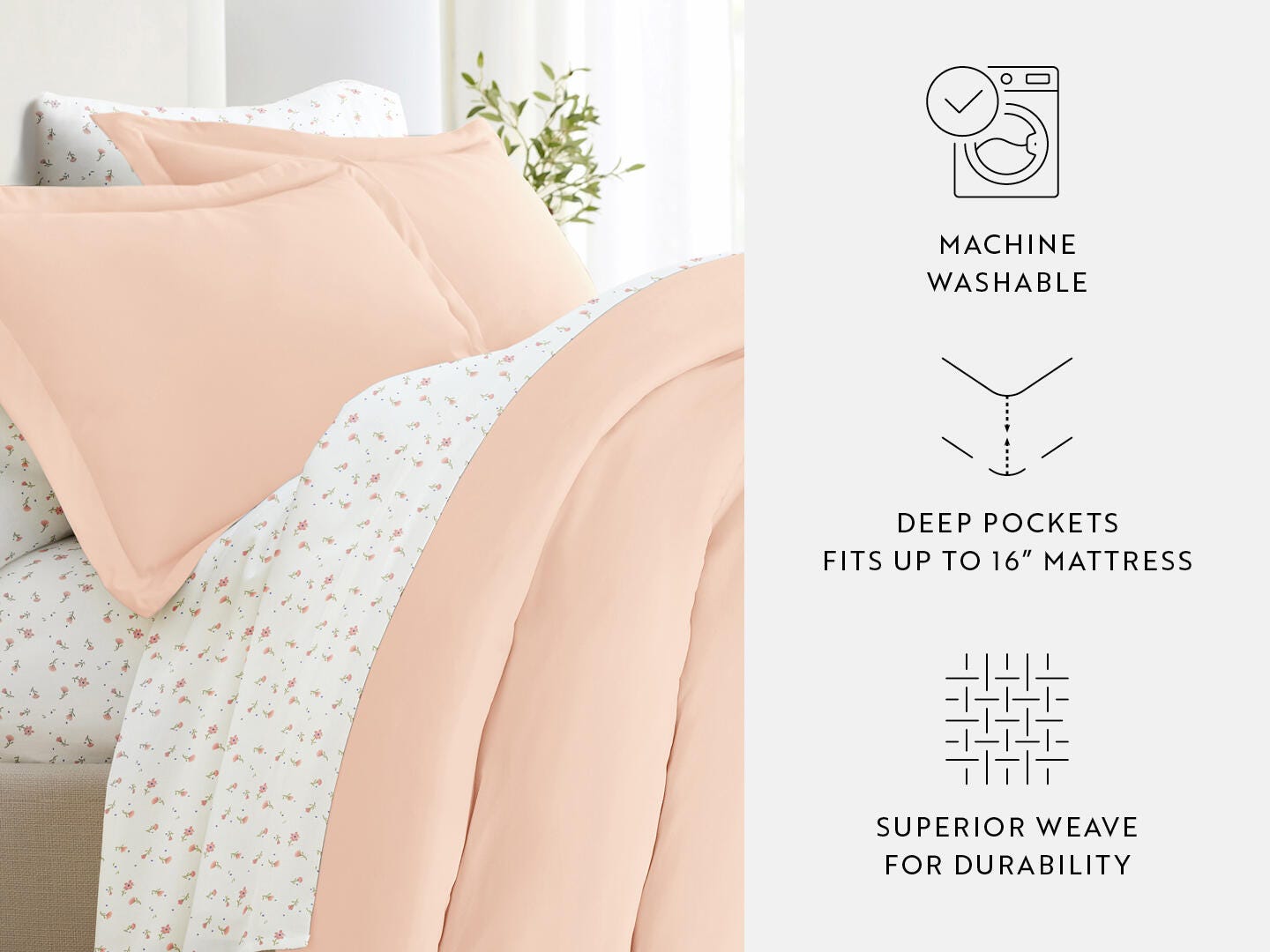 iEnjoy Home Floral 8 Piece King Duvet Set, Pink, large