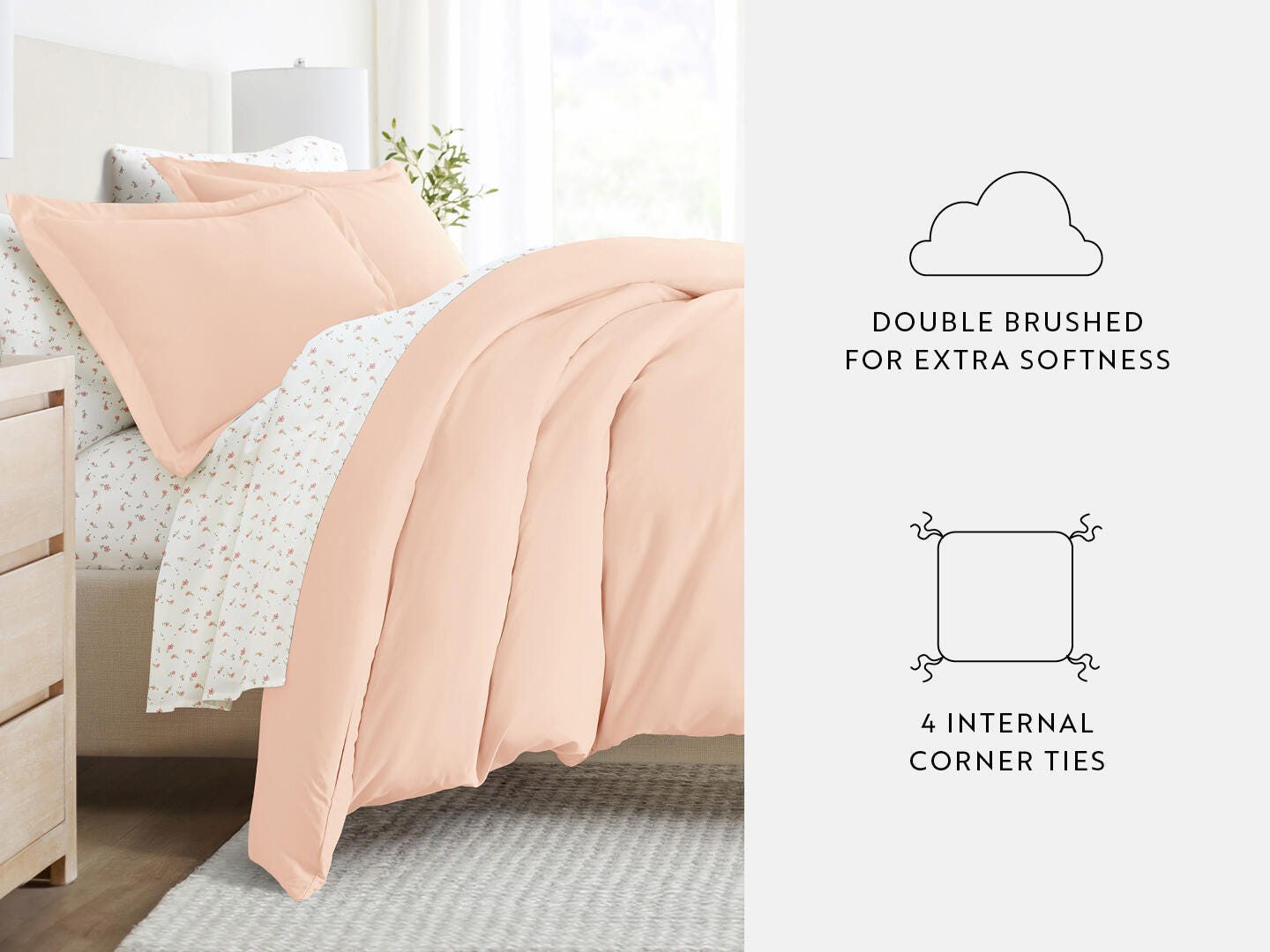 iEnjoy Home Floral 8 Piece Queen Duvet Set, Pink, large