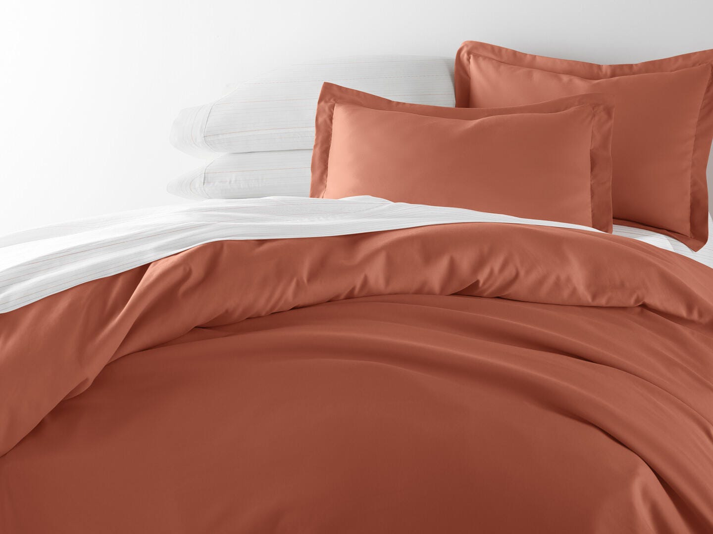 iEnjoy Home Striped 8 Piece Full Duvet Set, Clay/Orange, large
