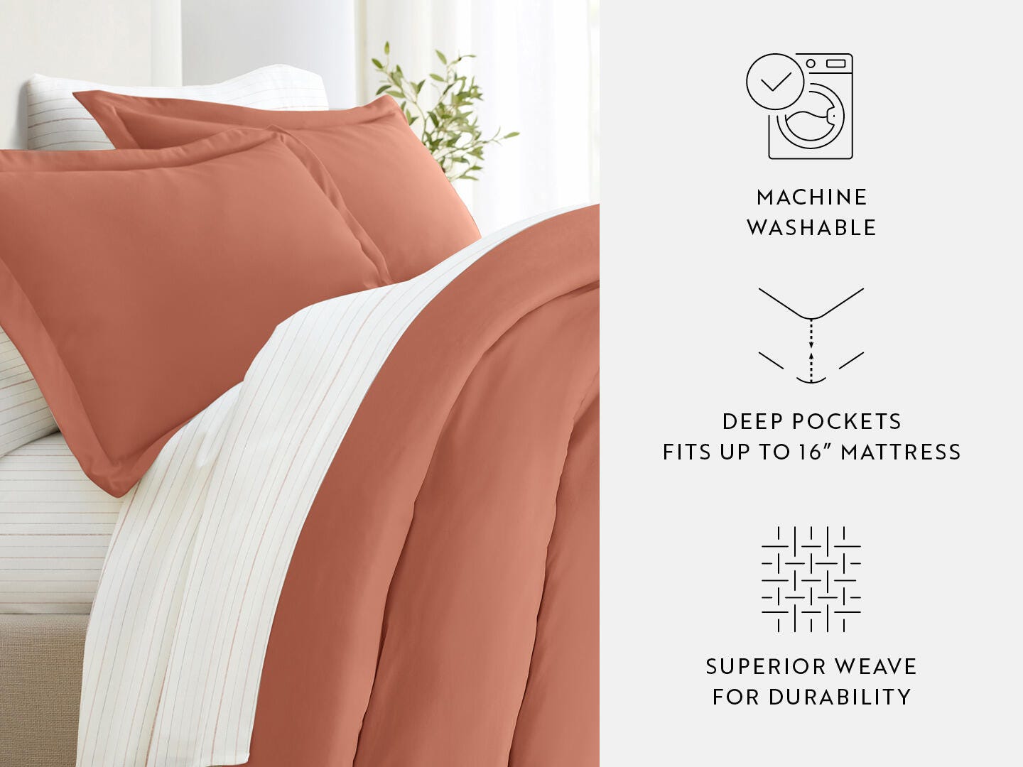 iEnjoy Home Striped 8 Piece King Duvet Set, Clay/Orange, large