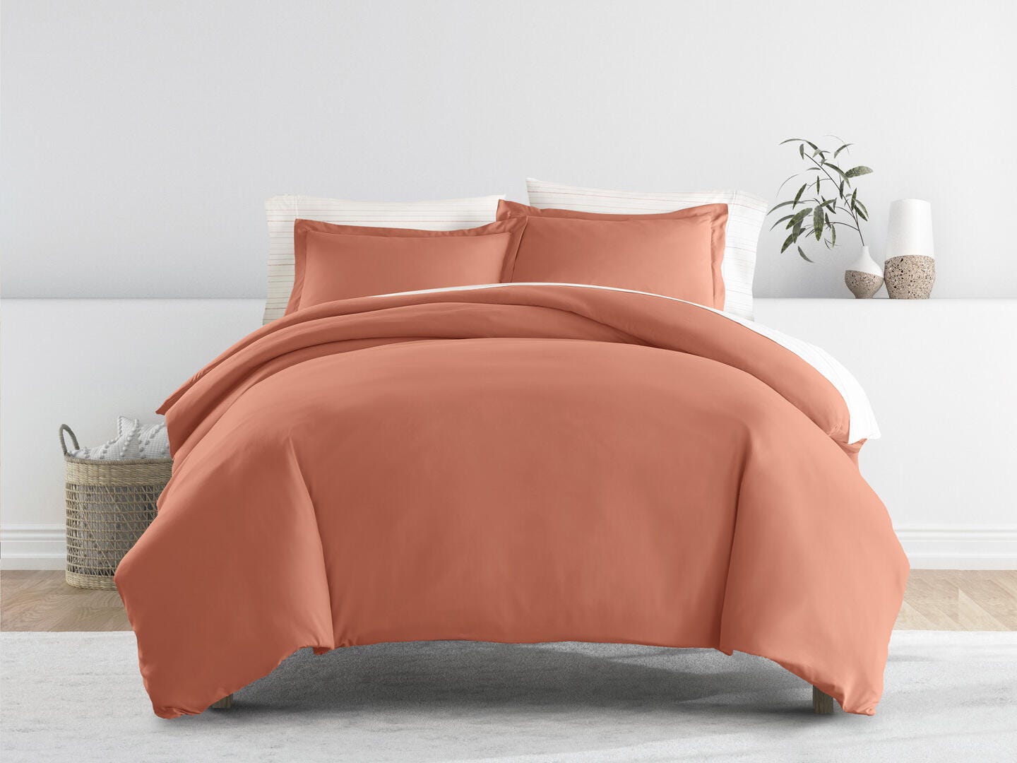 iEnjoy Home Striped 8 Piece Queen Duvet Set, Clay/Orange, large
