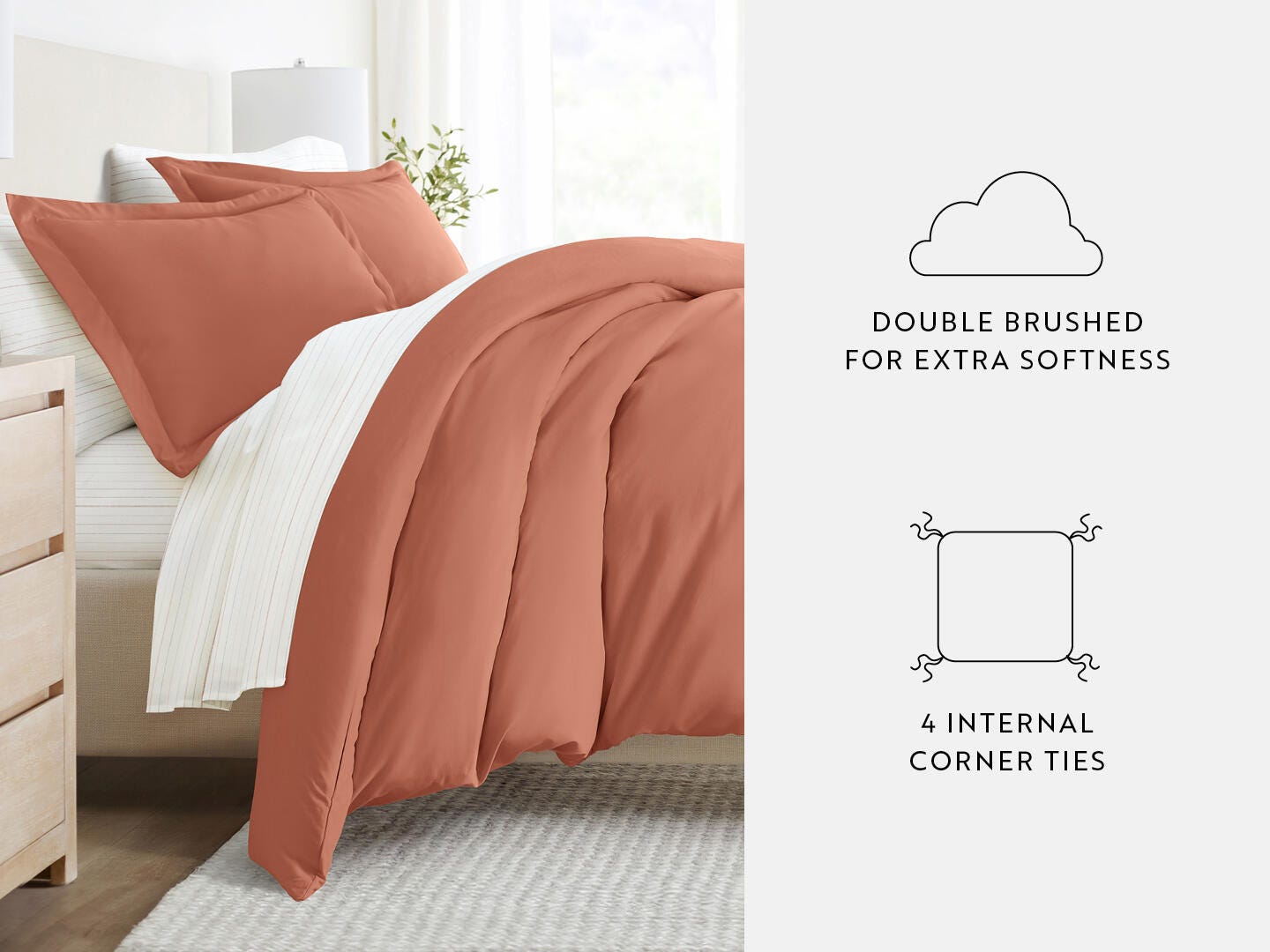 iEnjoy Home Striped 8 Piece Queen Duvet Set, Clay/Orange, large