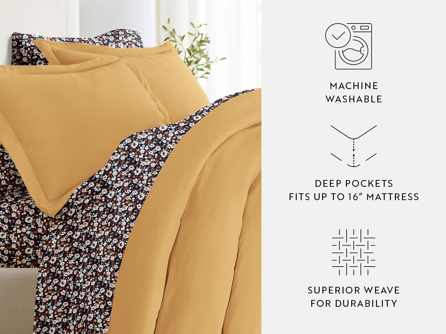 iEnjoy Home Dream 8 Piece California King Duvet Set, Gold, large