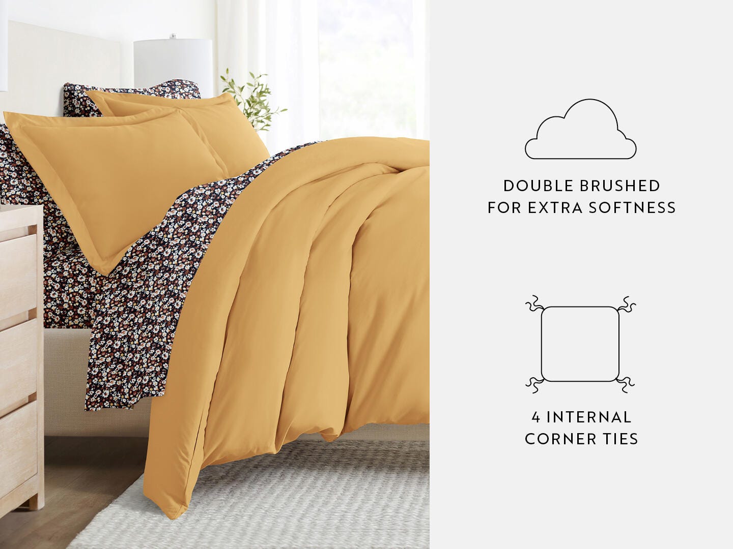 iEnjoy Home Dream 8 Piece Full Duvet Set, Gold, large