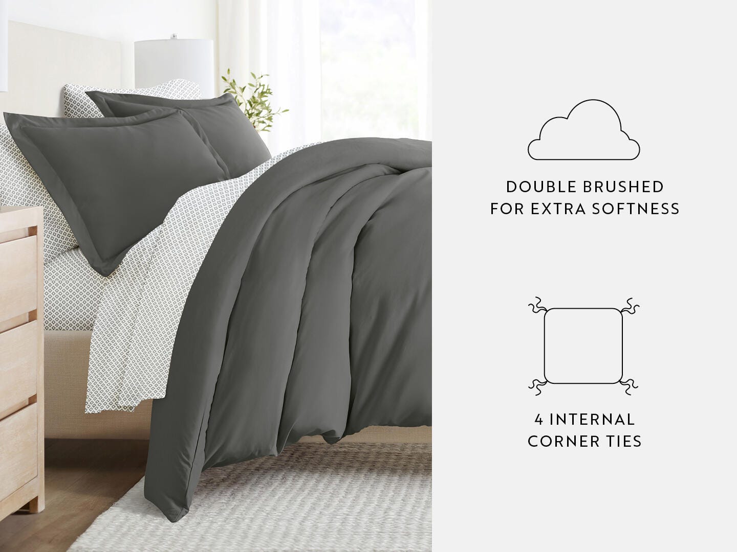 iEnjoy Home Polaris 8 Piece Queen Duvet Set, Polaris Gray, large