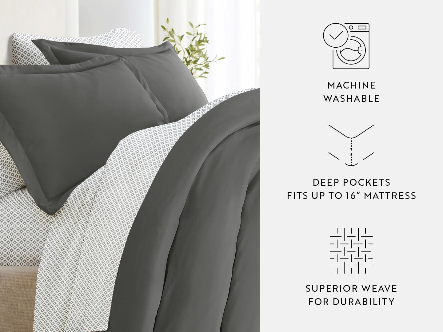 iEnjoy Home Polaris 8 Piece Queen Duvet Set, Polaris Gray, large
