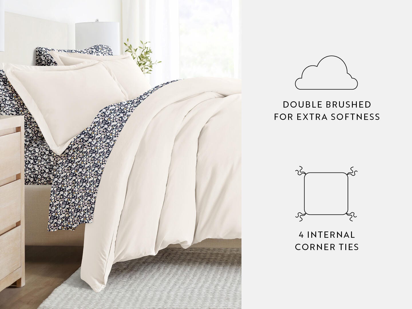 iEnjoy Home Floral Dream 8 Piece King Duvet Set, Ivory, large