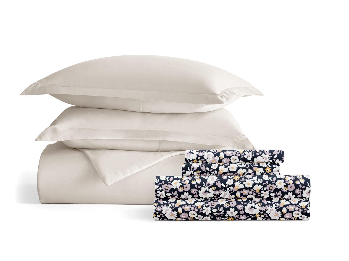 iEnjoy Home Floral Dream 6 Piece Twin Duvet Set, Ivory, rollover