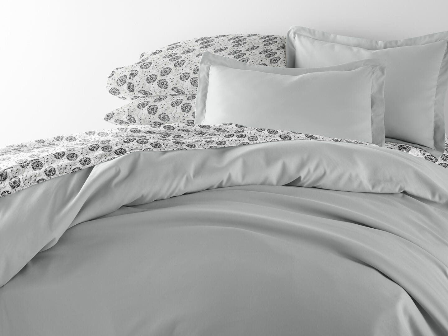 iEnjoy Home Dandelion 8 Piece Full Duvet Set, Light Gray, large