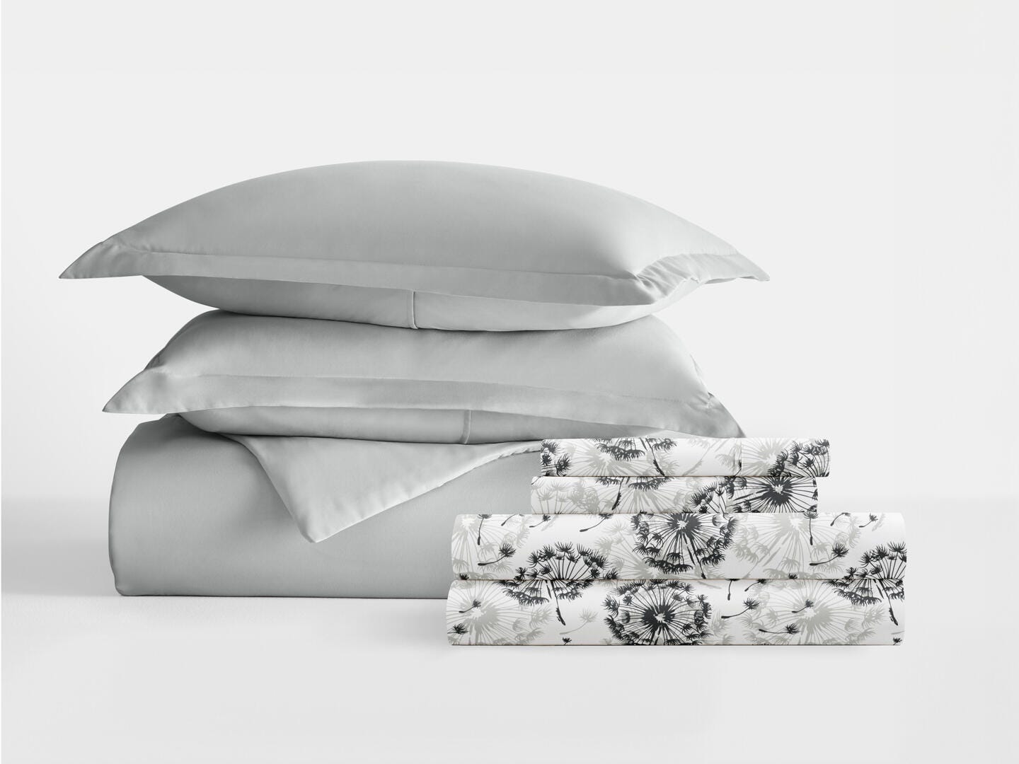 iEnjoy Home Dandelion 8 Piece Full Duvet Set, Light Gray, large