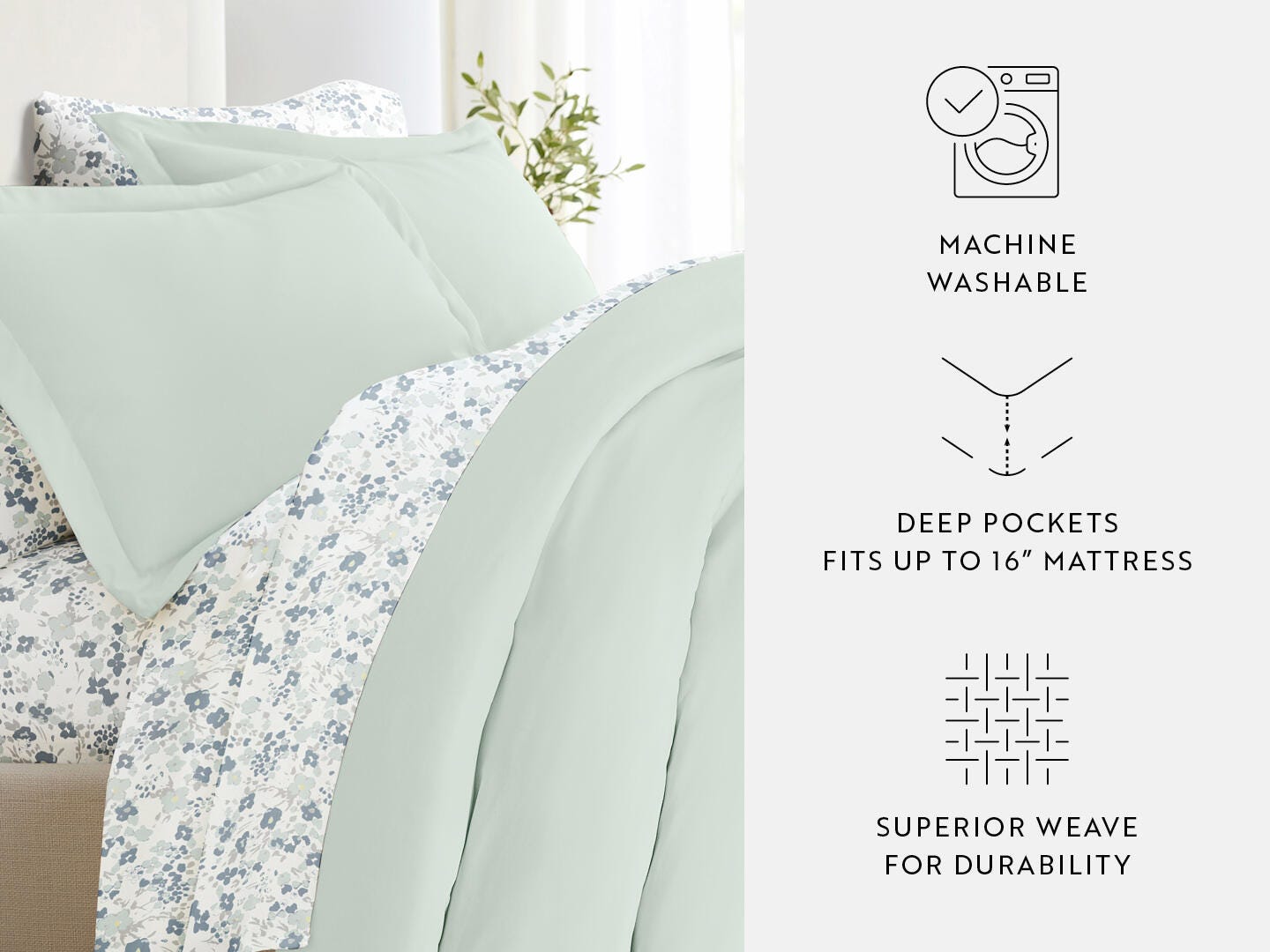 iEnjoy Home 8 Piece King Duvet Set, Green, large