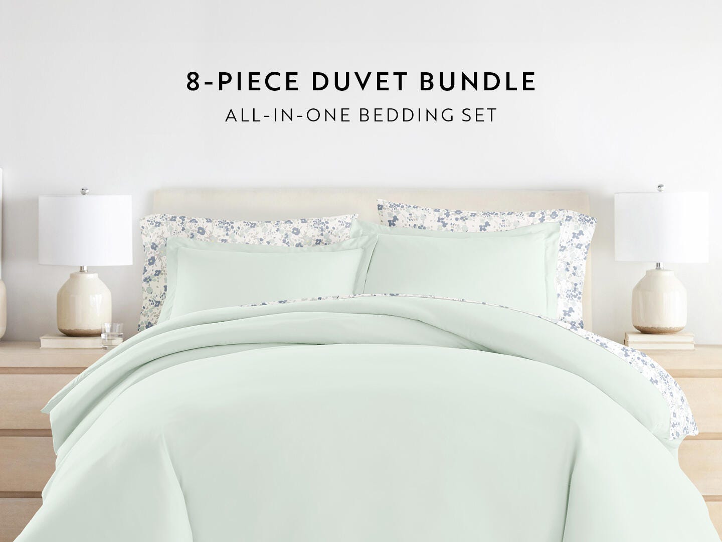 iEnjoy Home 8 Piece Queen Duvet Set, Green, large