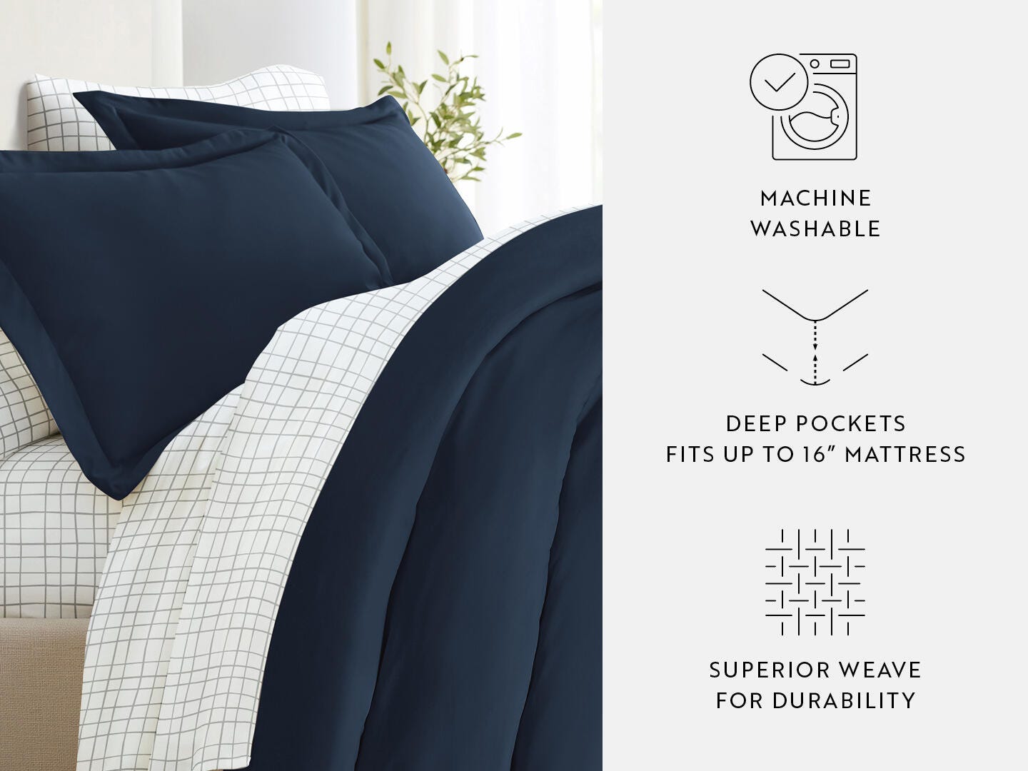 iEnjoy Home Crossroad 8 Piece Full Duvet Set, Navy, large