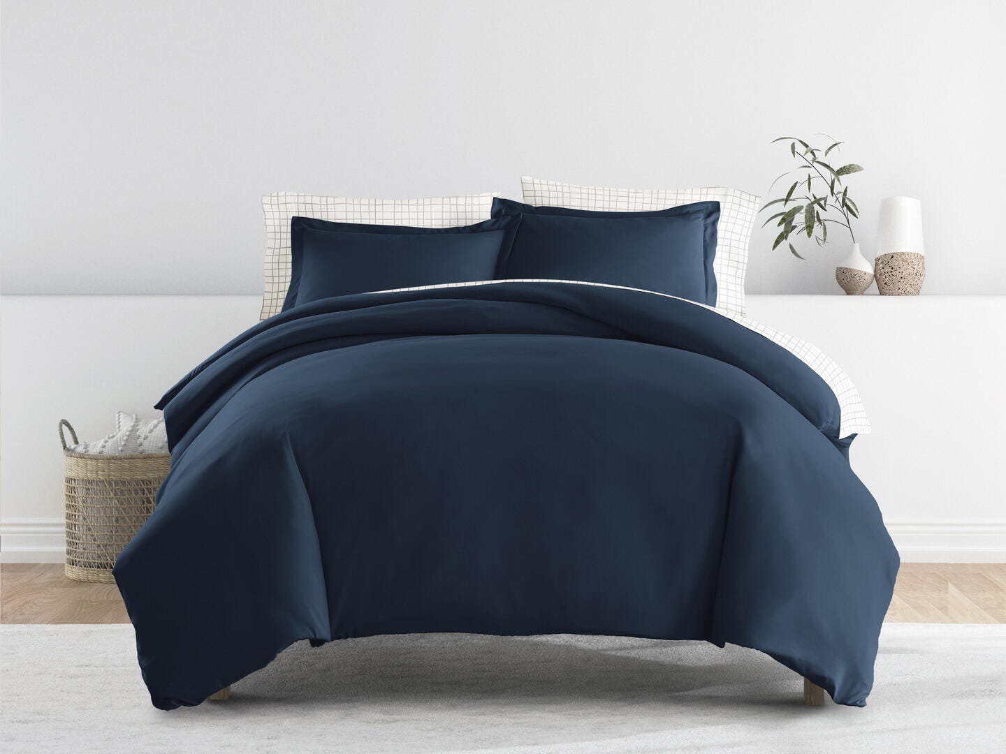 iEnjoy Home Crossroad 8 Piece Queen Duvet Set, Navy, large