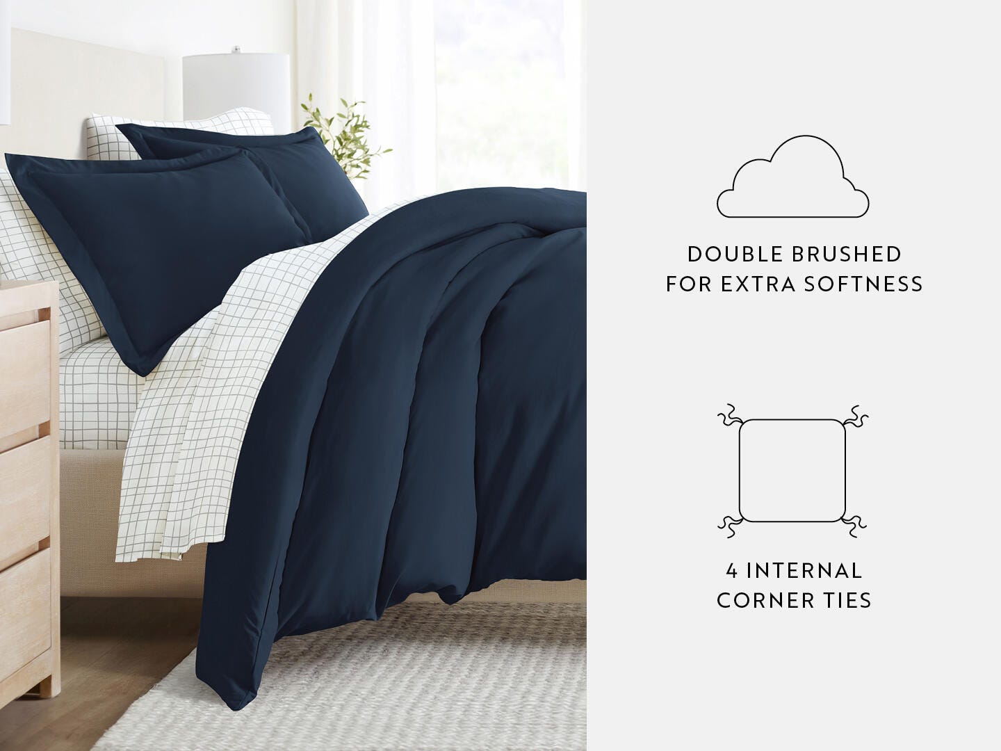 iEnjoy Home Crossroad 8 Piece Queen Duvet Set, Navy, large