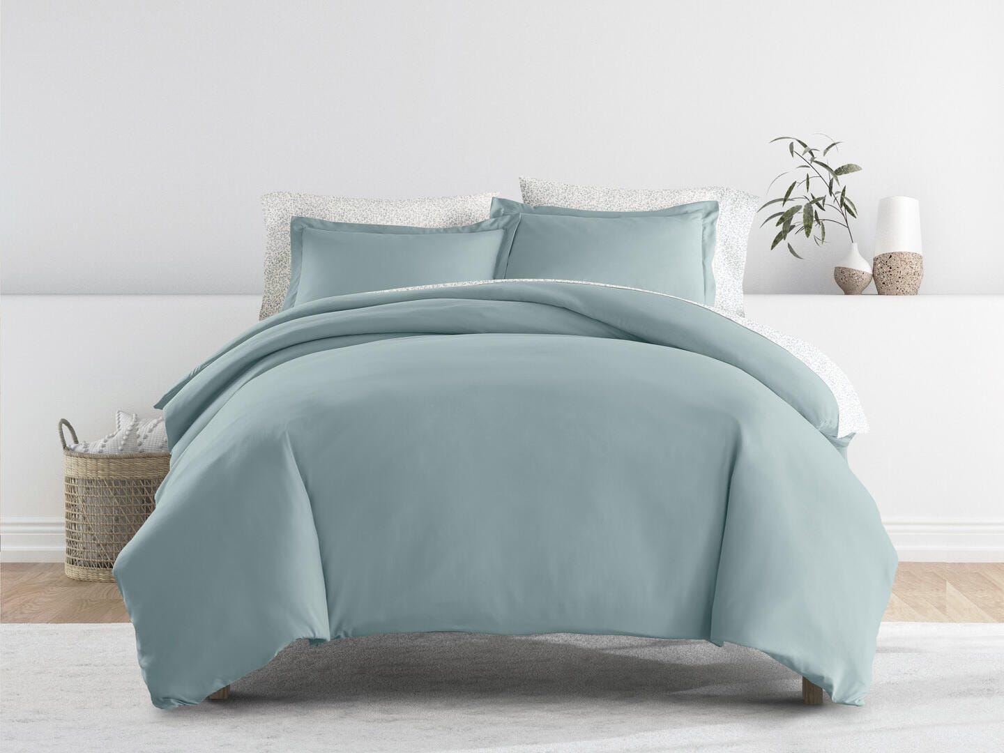 iEnjoy Home Distressed 8 Piece King Duvet Set, Blue, large