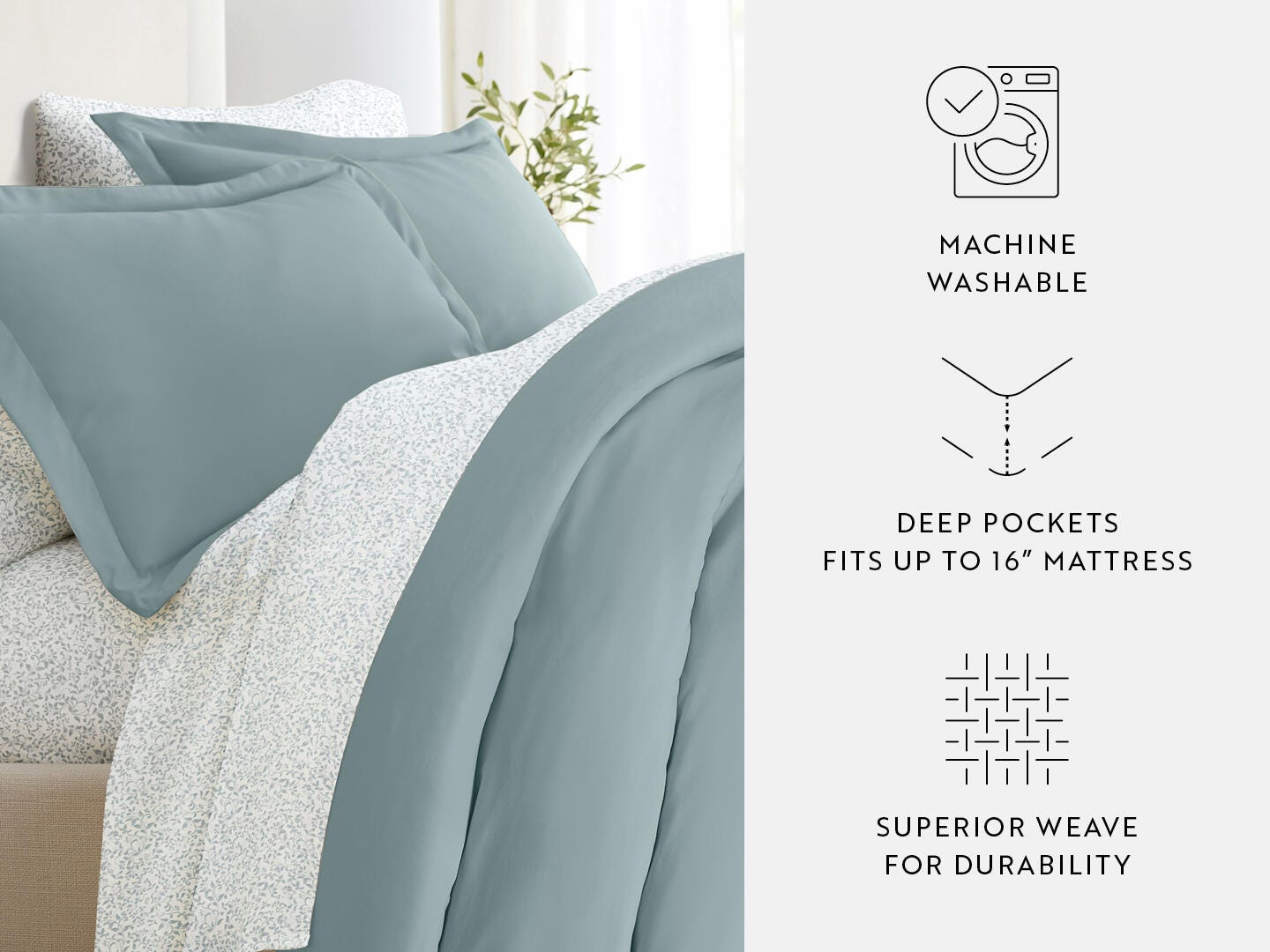 iEnjoy Home Distressed 8 Piece King Duvet Set, Blue, large