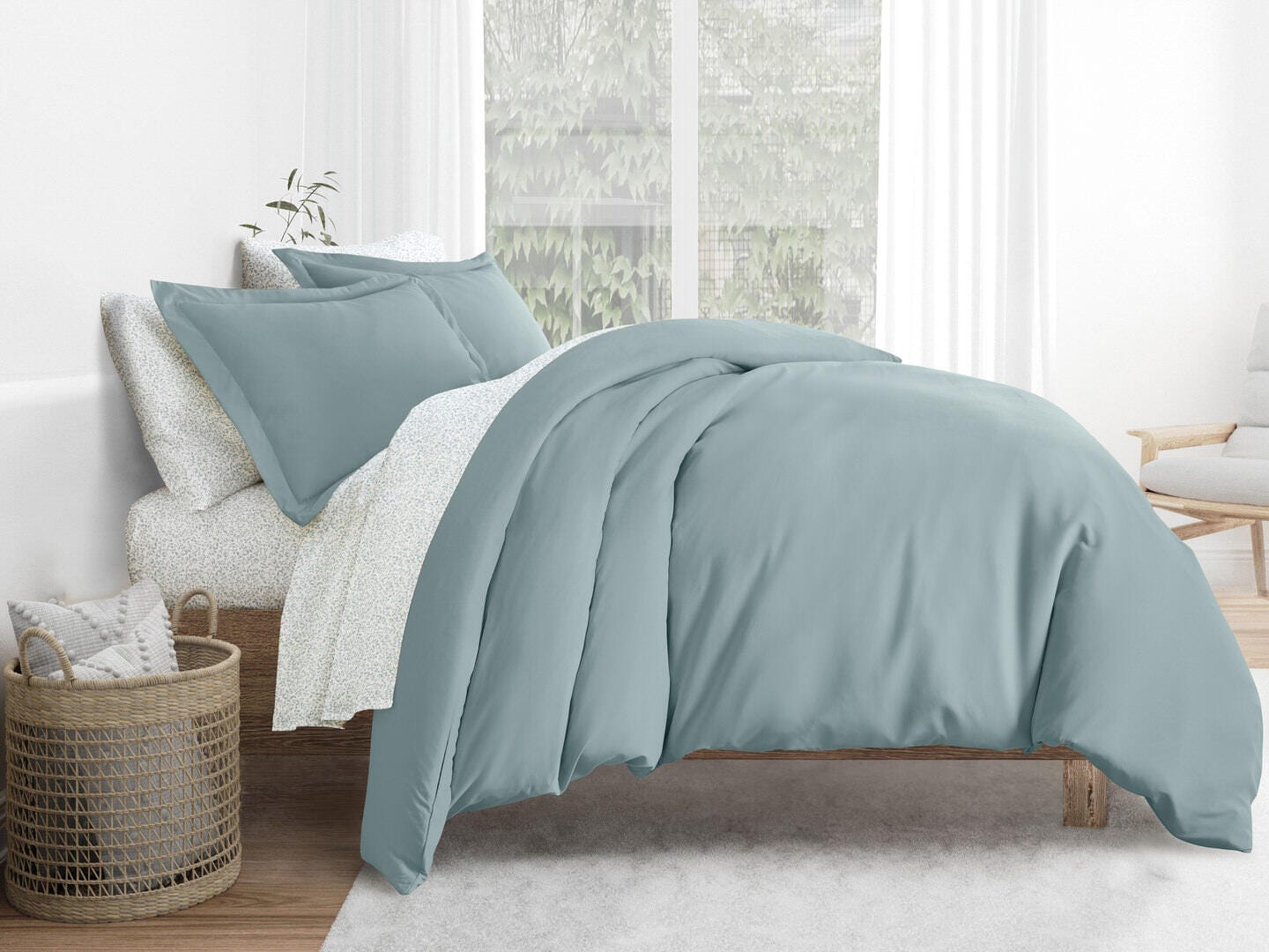 iEnjoy Home Distressed 8 Piece Queen Duvet Set, Blue, large