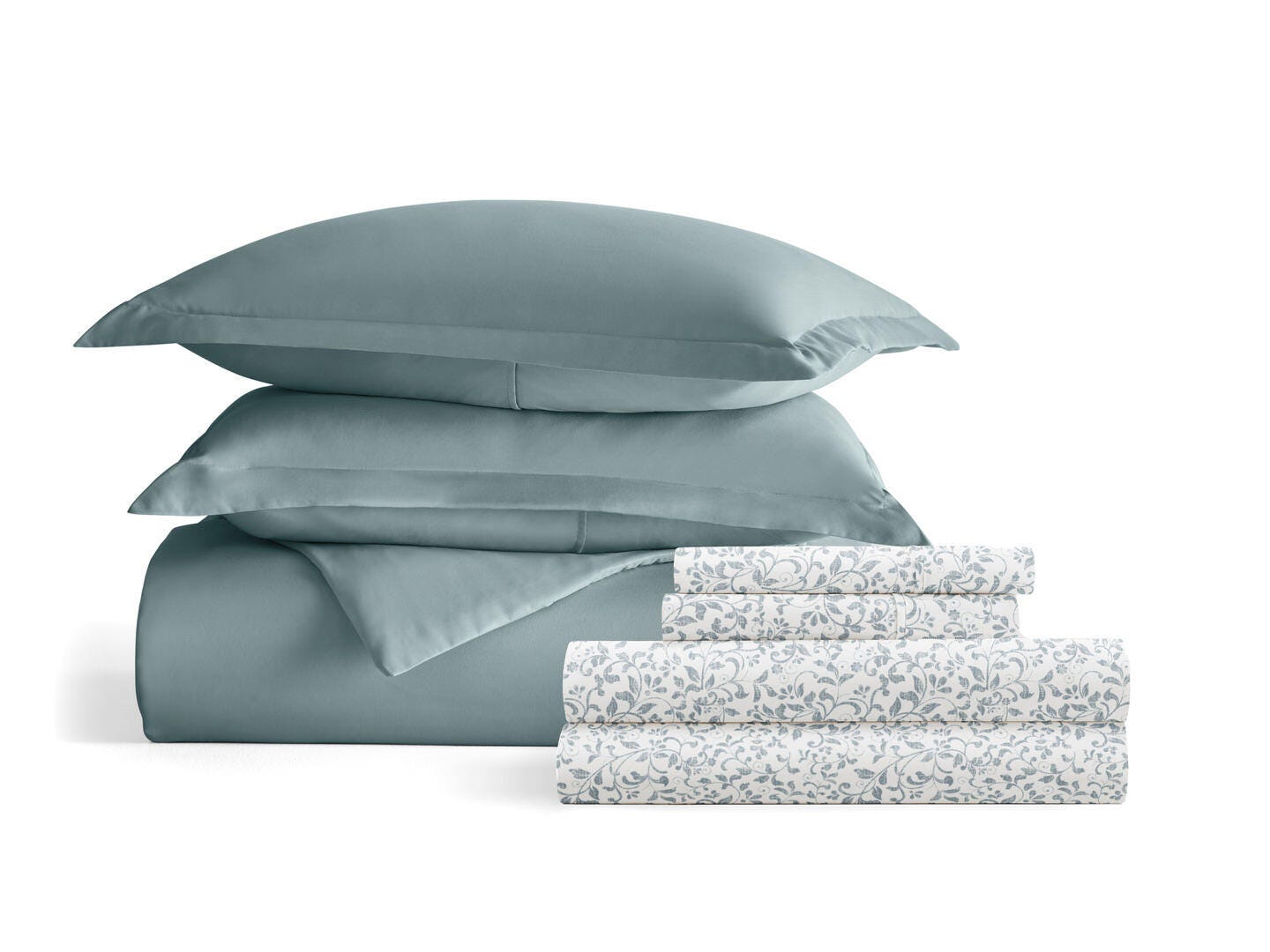 iEnjoy Home Distressed 6 Piece Twin Duvet Set, Blue, rollover