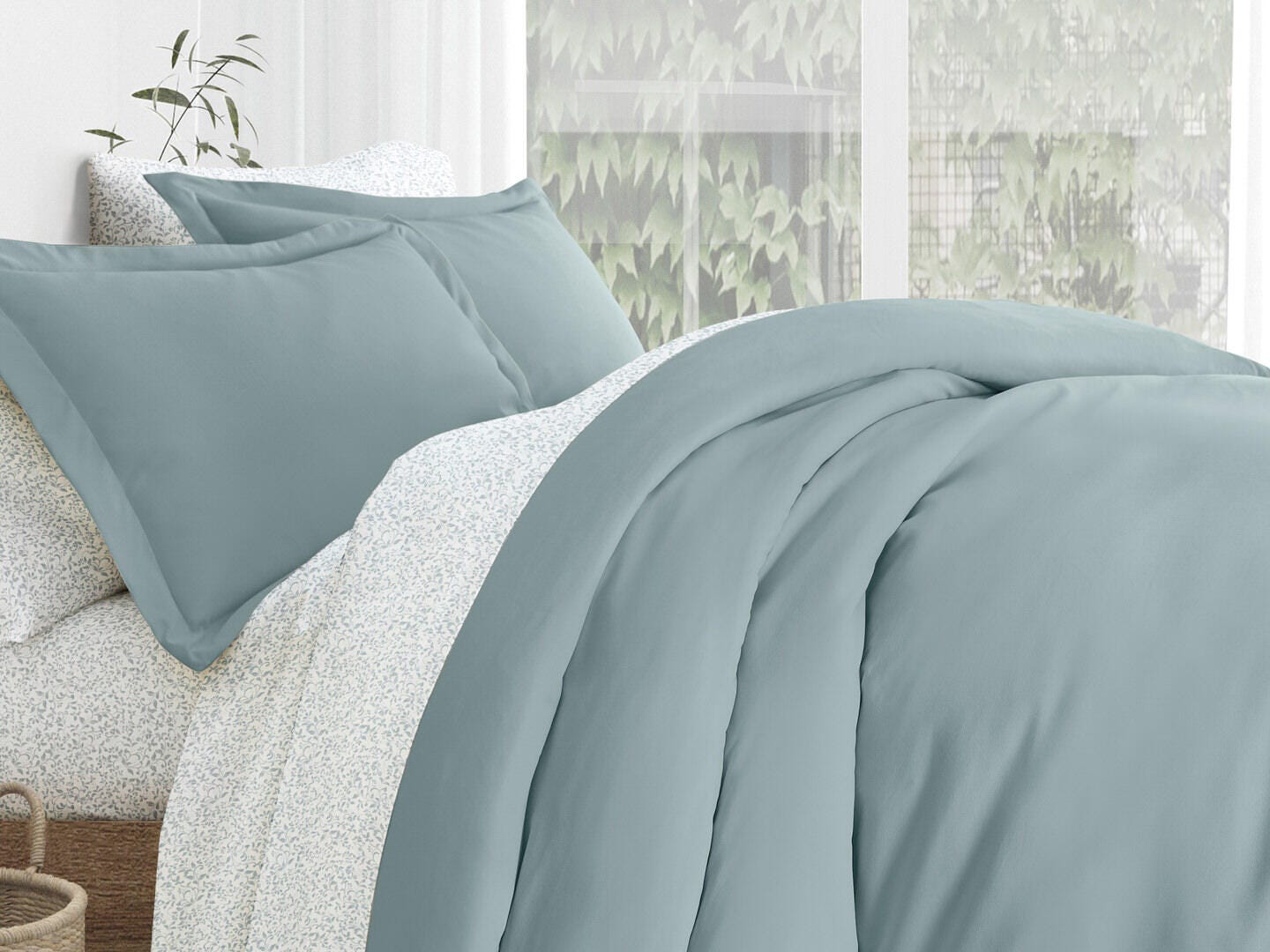 iEnjoy Home Distressed 6 Piece Twin Duvet Set, Blue, large