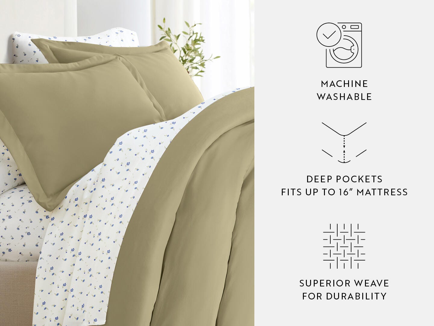 iEnjoy Home Vine 8 Piece Queen Duvet Set, Green, large