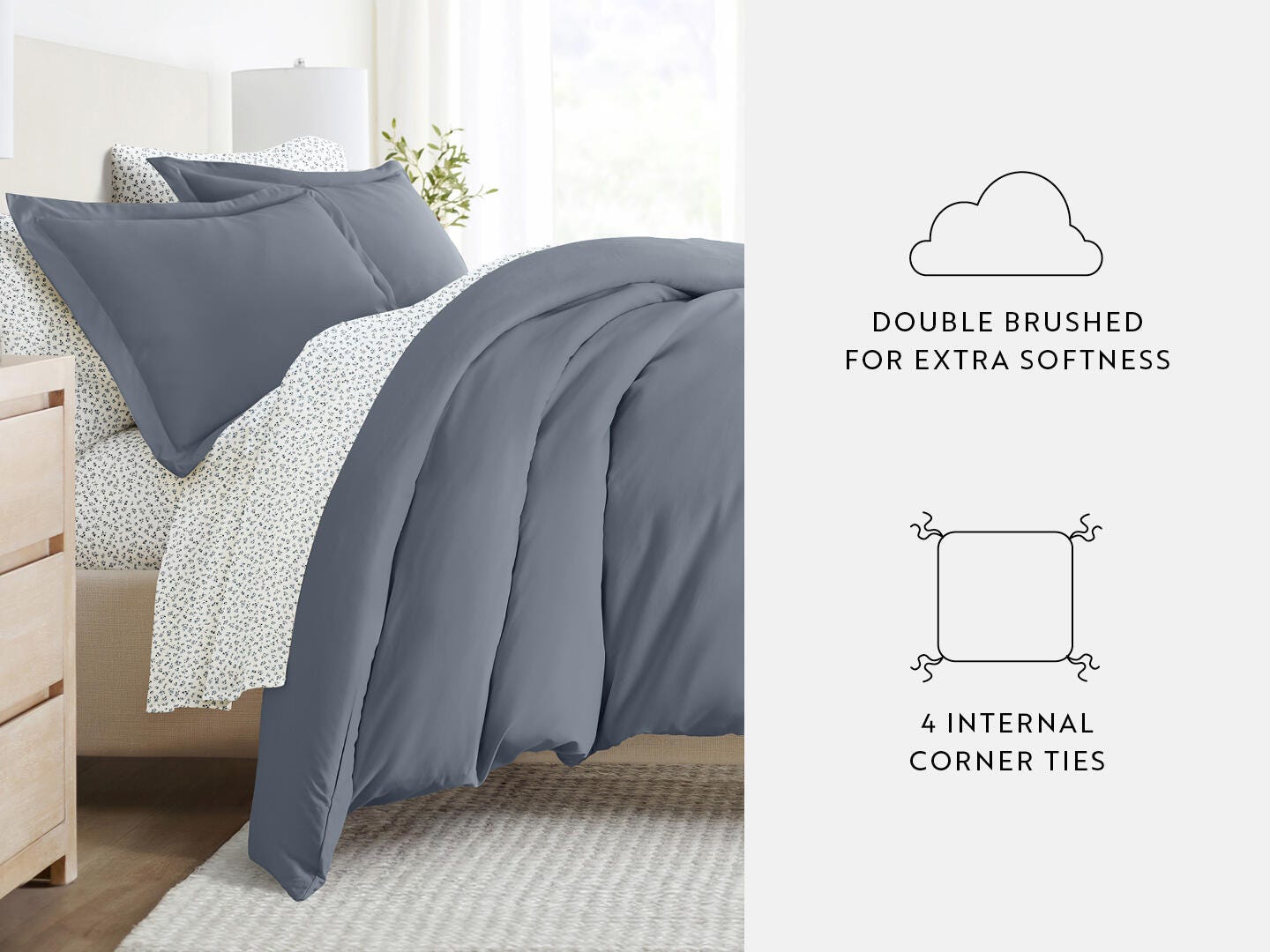 iEnjoy Home Ditsy 8 Piece Full Duvet Set, Blue/Navy, large
