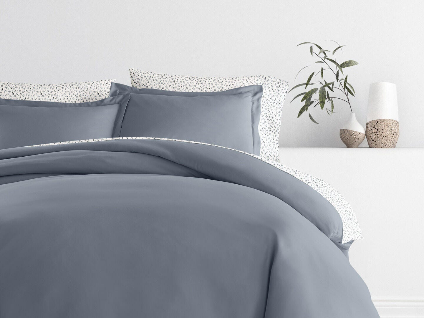 iEnjoy Home Ditsy 6 Piece Twin Duvet Set, Blue/Navy, large