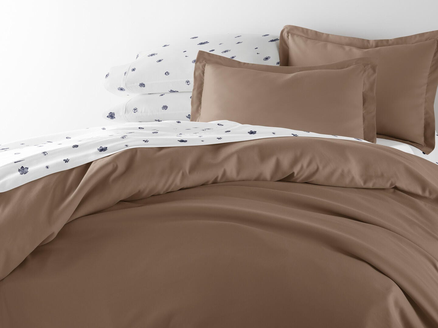 iEnjoy Home Flowers 6 Piece Twin Duvet Set, Taupe, large
