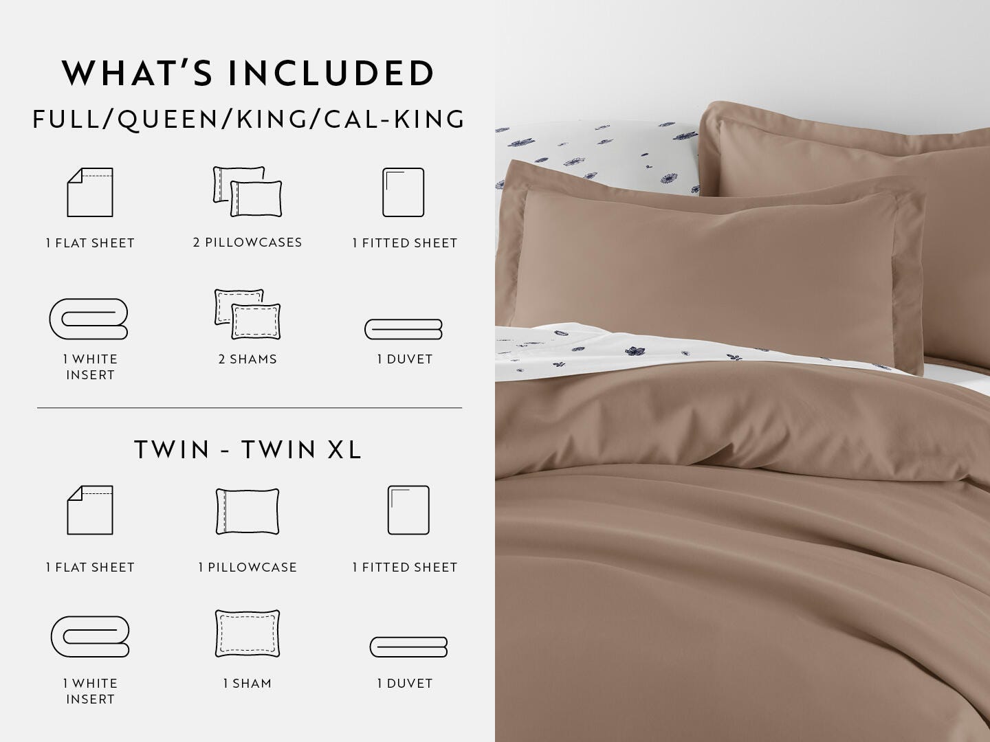 iEnjoy Home Flowers 6 Piece Twin Duvet Set, Taupe, large