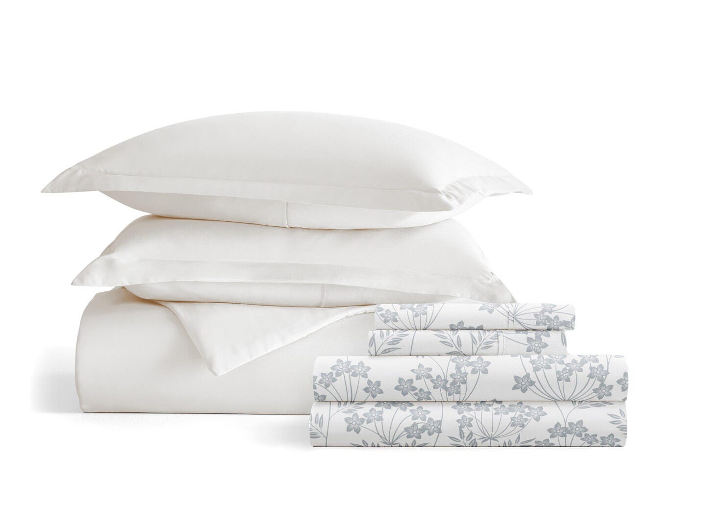 iEnjoy Home Sleek 8 Piece California King Duvet Set, White, rollover