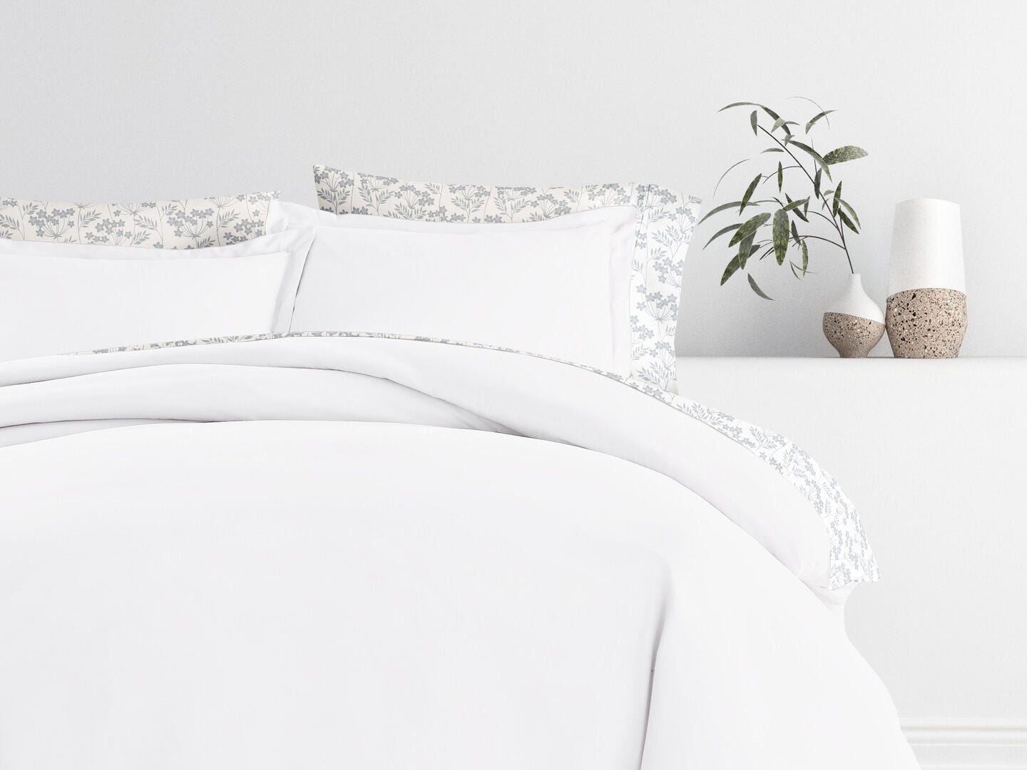 iEnjoy Home Sleek 8 Piece California King Duvet Set, White, large