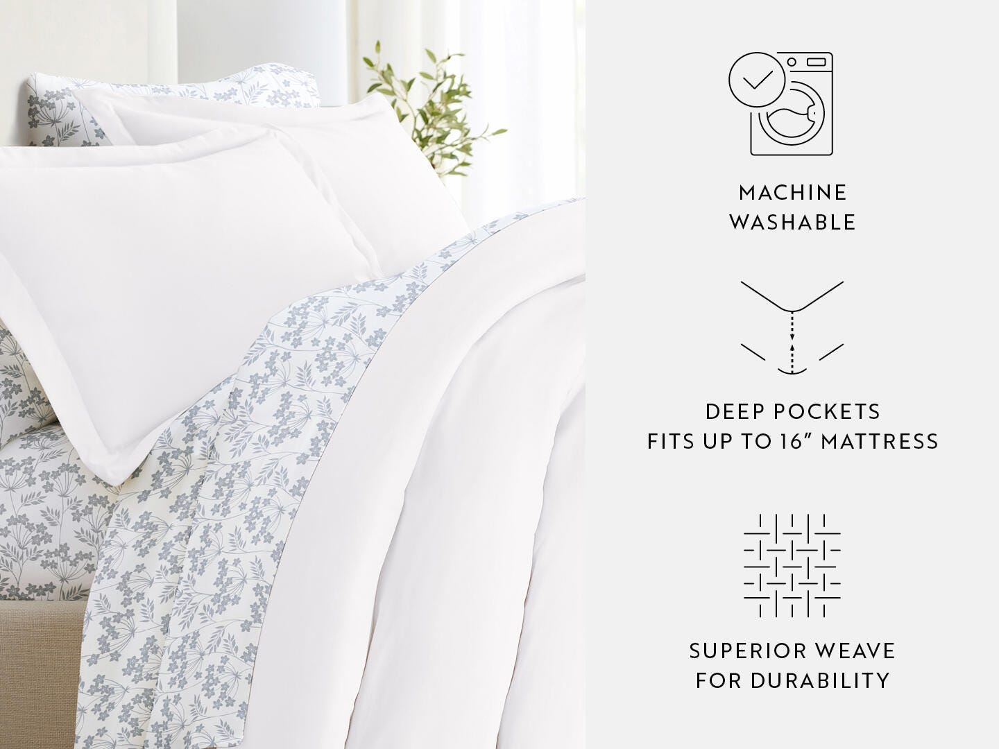 iEnjoy Home Sleek 8 Piece California King Duvet Set, White, large