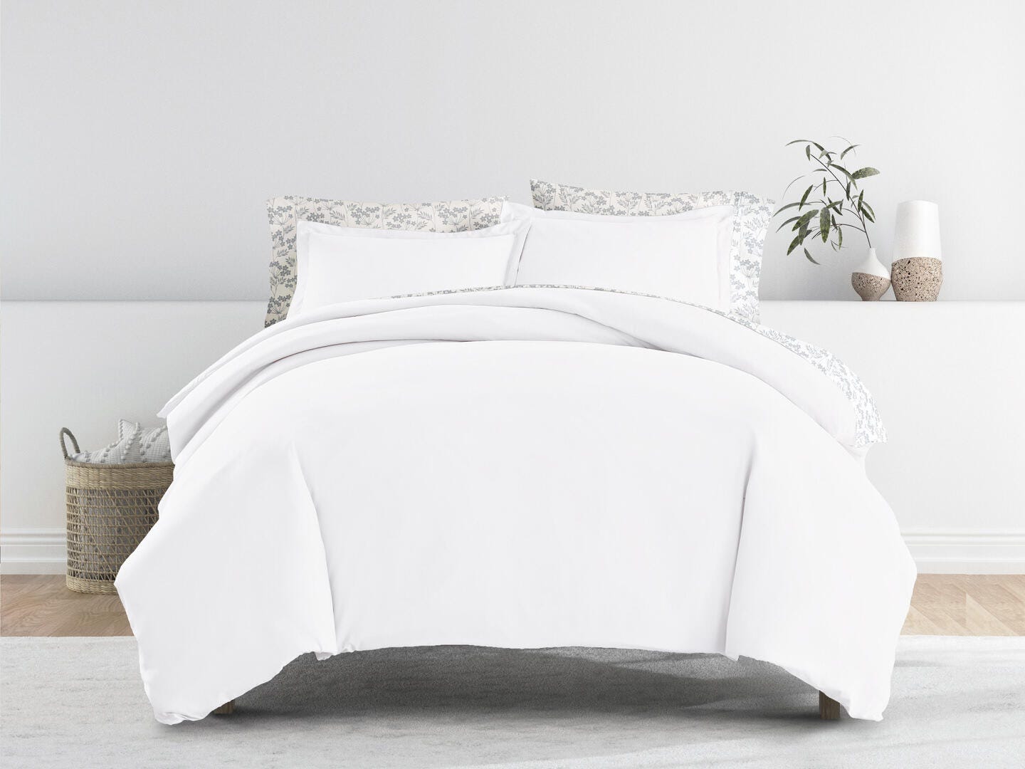 iEnjoy Home Sleek 8 Piece Queen Duvet Set, White, large