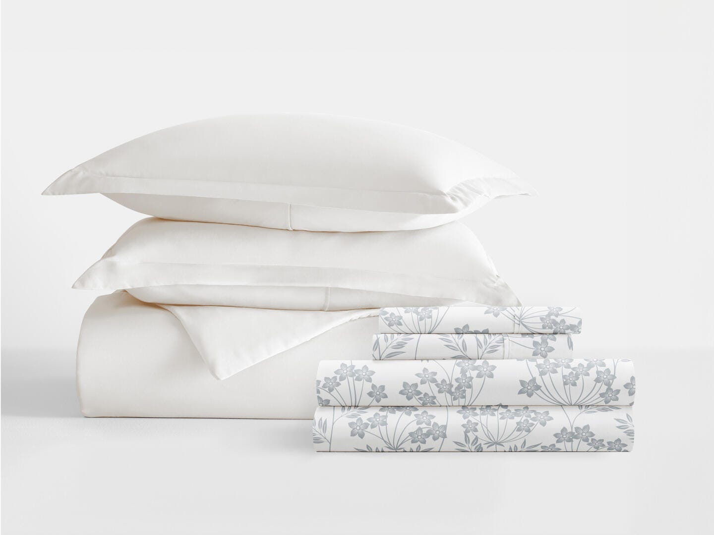 iEnjoy Home Sleek 8 Piece Queen Duvet Set, White, large