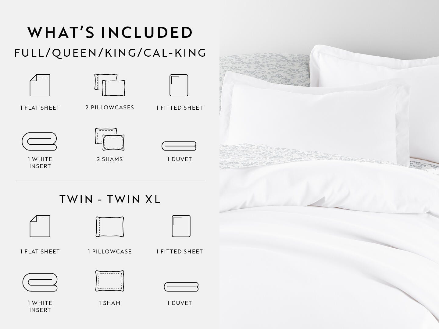 iEnjoy Home Sleek 6 Piece Twin Duvet Set, White, large