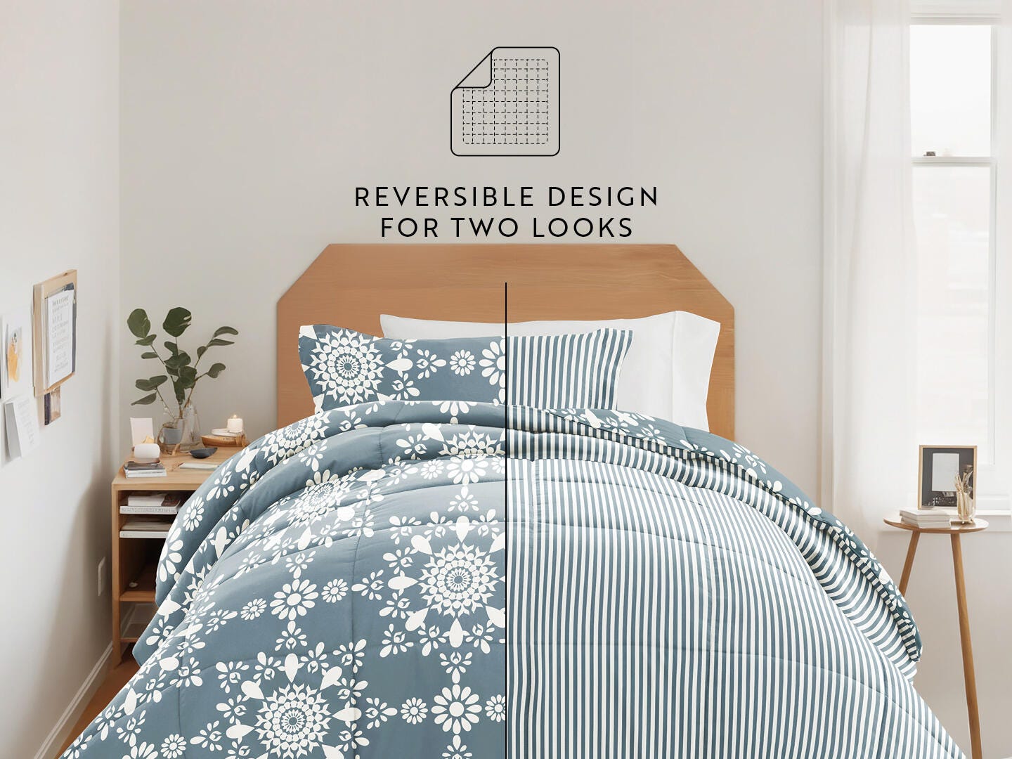 iEnjoy Home Mandala 8 Piece Twin XL Comforter Set, Light Blue, large
