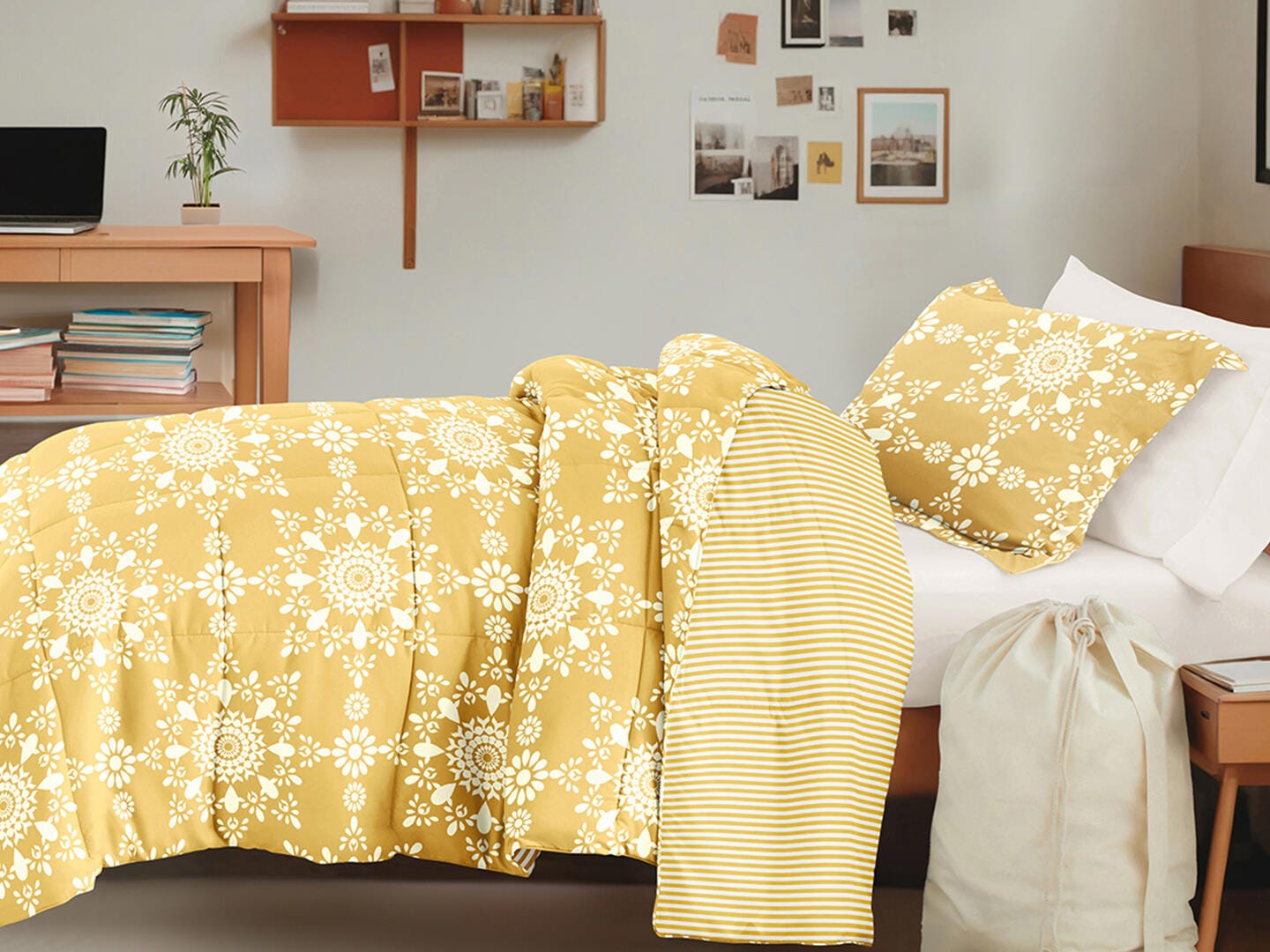 iEnjoy Home Mandala 8 Piece Twin XL Comforter Set, Yellow, large