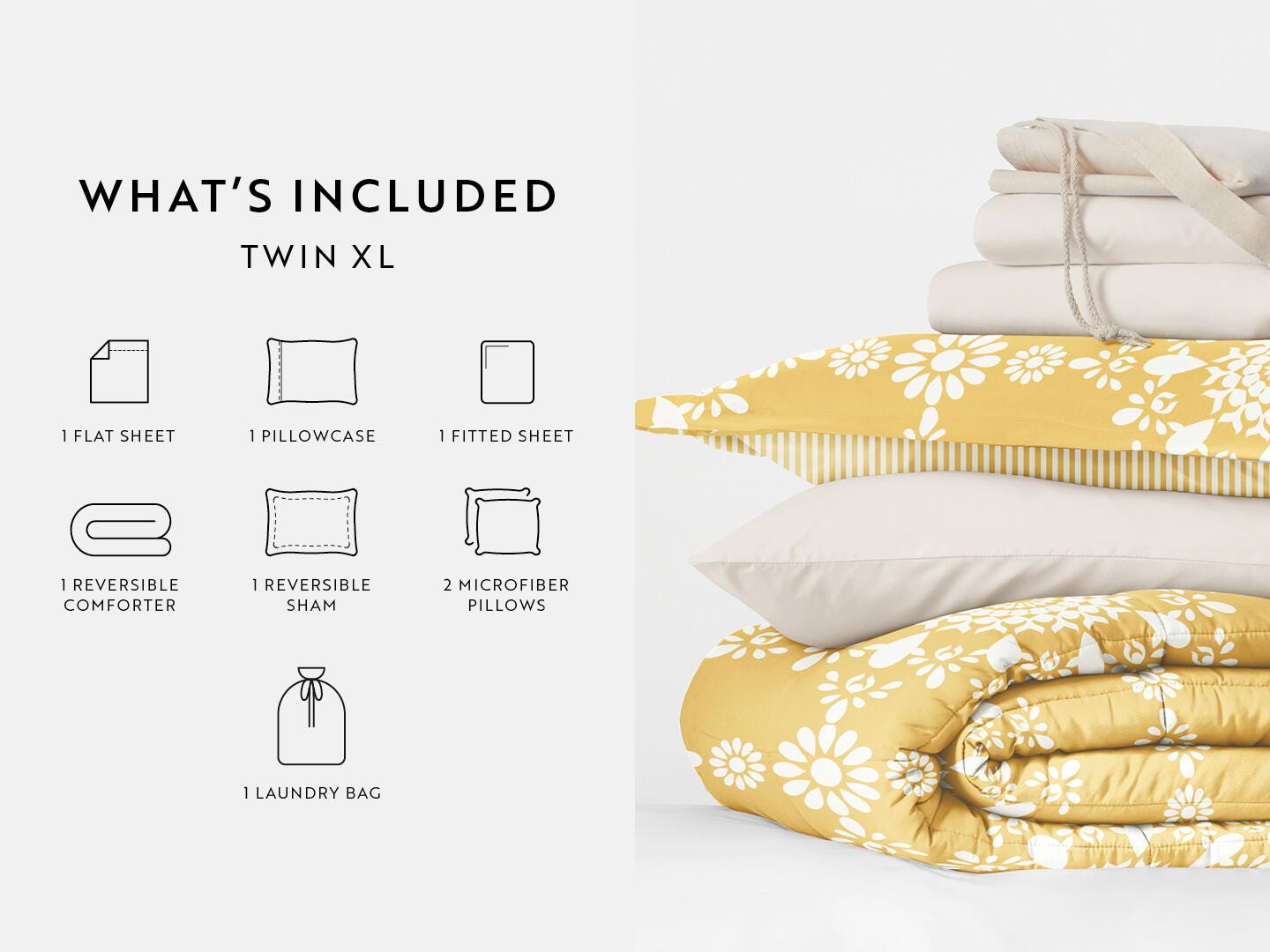 iEnjoy Home Mandala 8 Piece Twin XL Comforter Set, Yellow, large