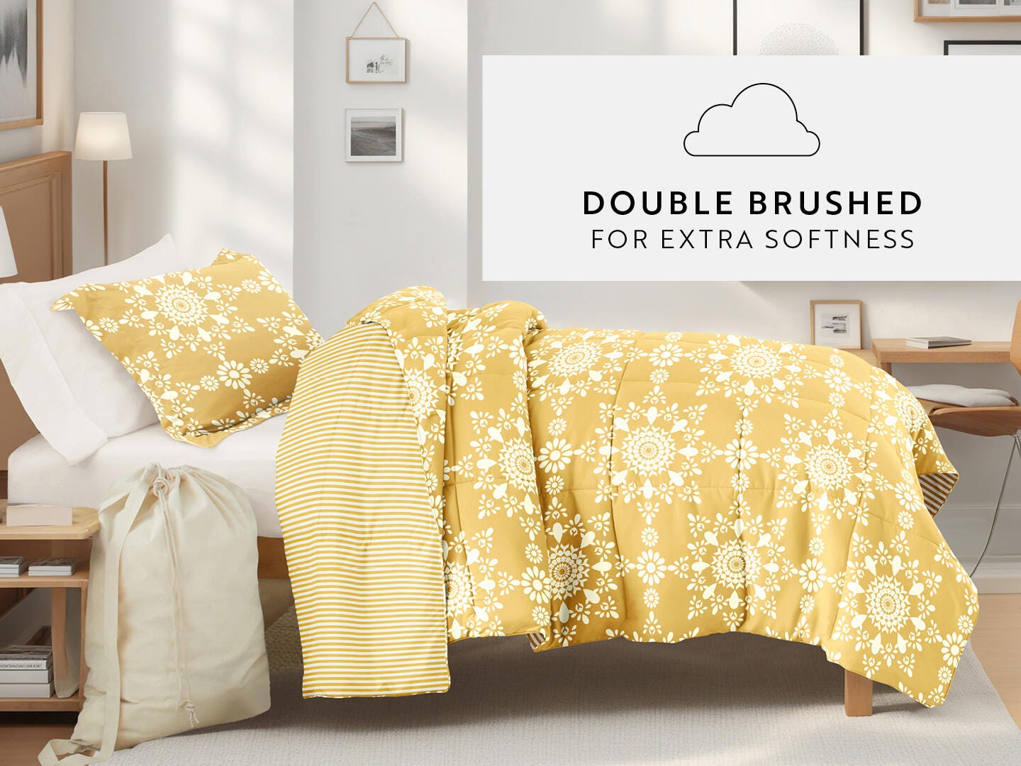 iEnjoy Home Mandala 8 Piece Twin XL Comforter Set, Yellow, large
