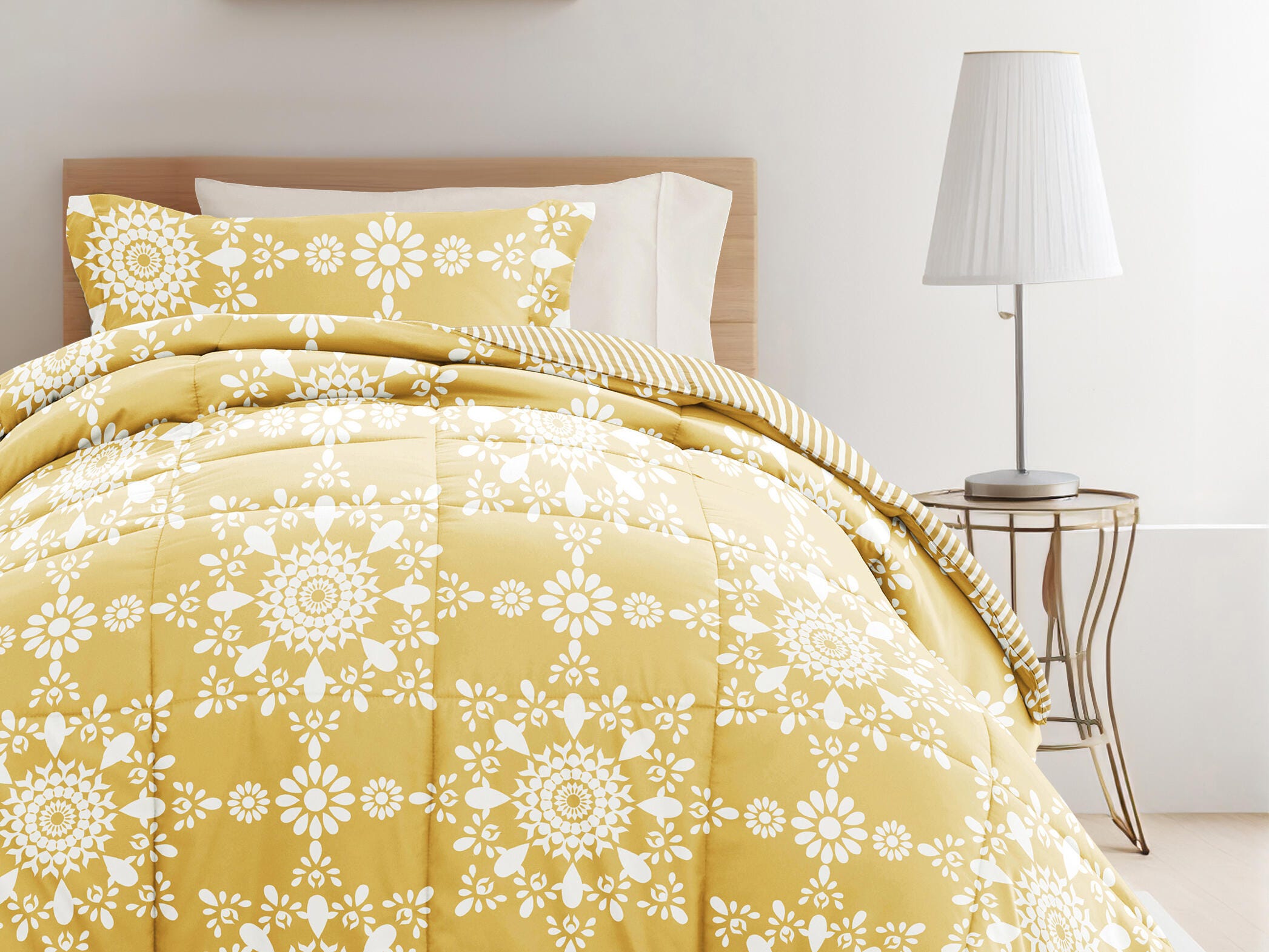 iEnjoy Home Mandala 8 Piece Twin XL Comforter Set, Yellow, large